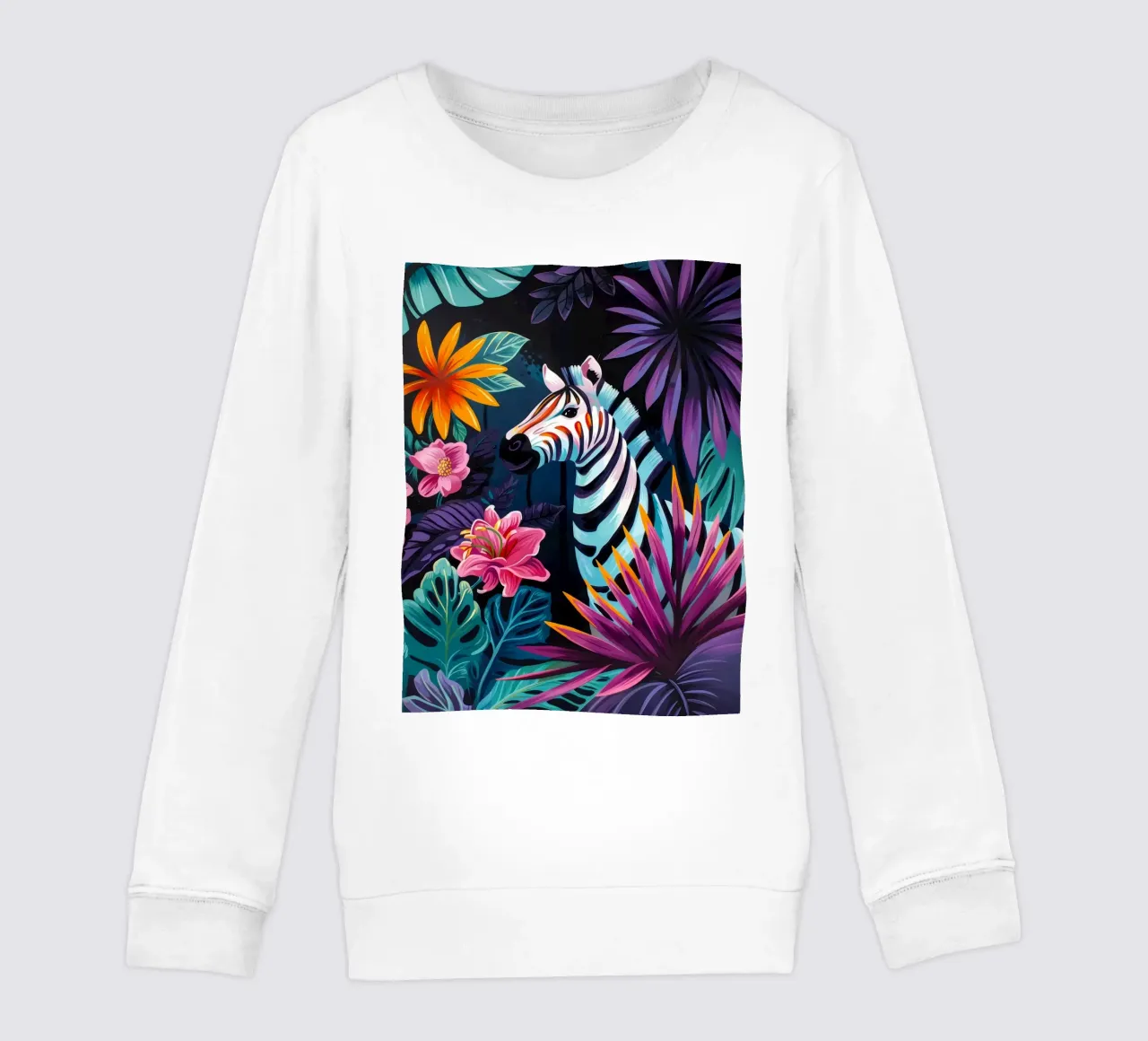Zebra in un ambiente floreale tropicale felpa bambino da PosterByFly
