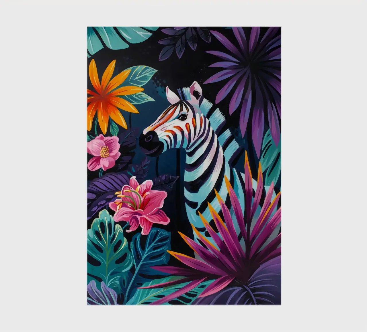 Zebra in un ambiente floreale tropicale diario da PosterByFly