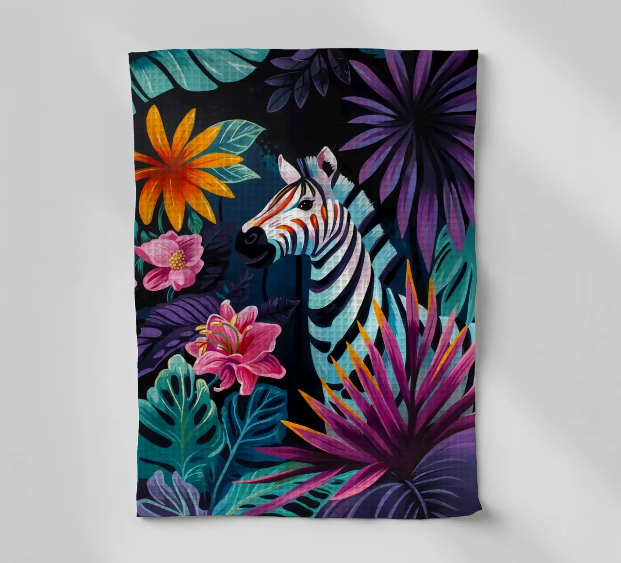 Zebra in un ambiente floreale tropicale canovaccio da cucina da PosterByFly