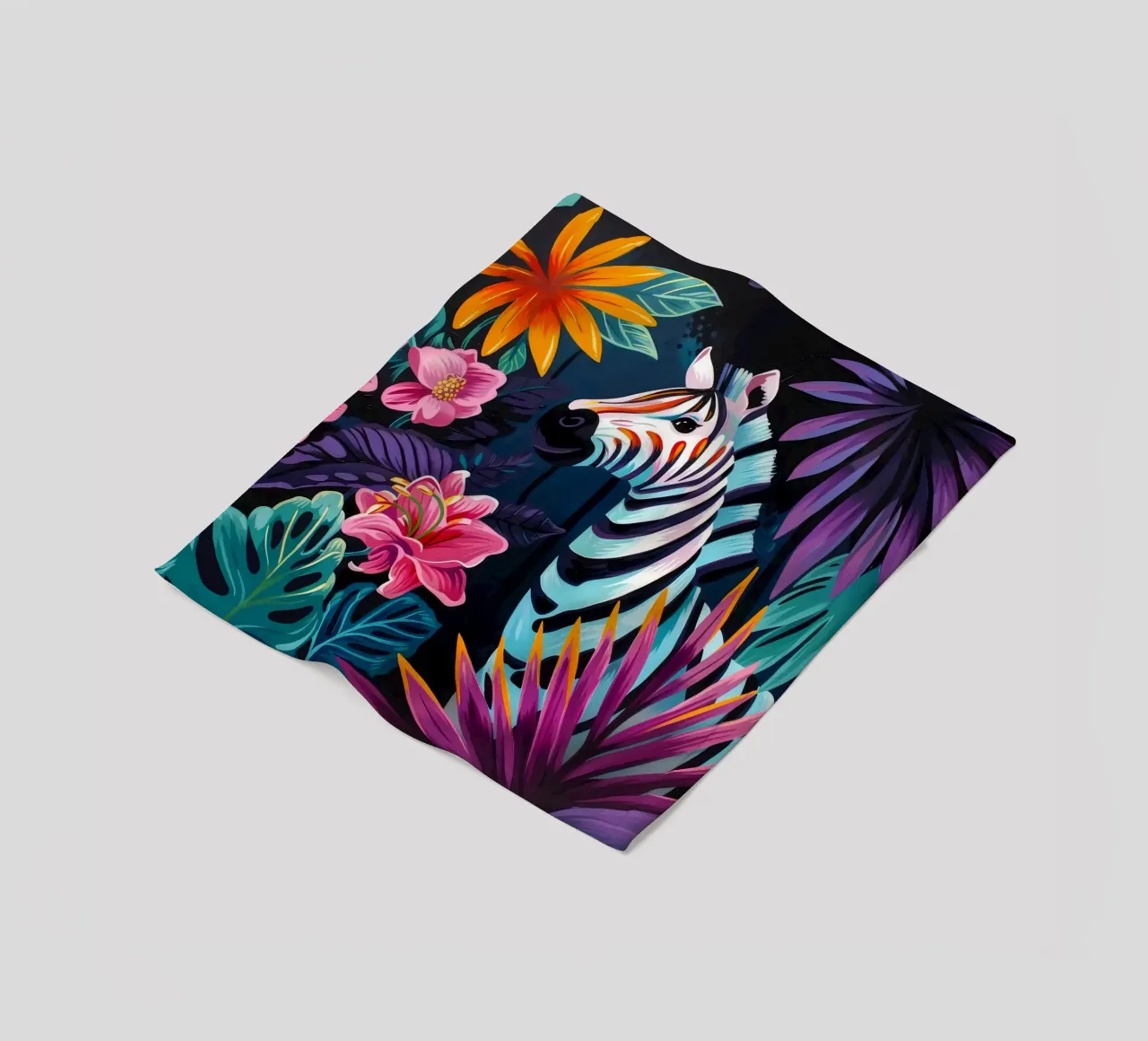 Zebra in un ambiente floreale tropicale coperta in pile da PosterByFly