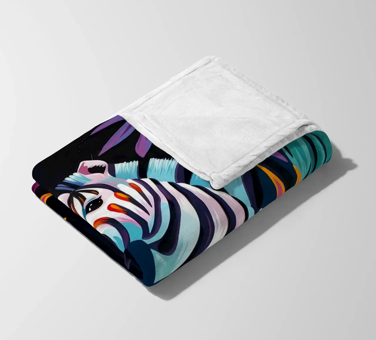 Zebra in un ambiente floreale tropicale coperta in pile da PosterByFly