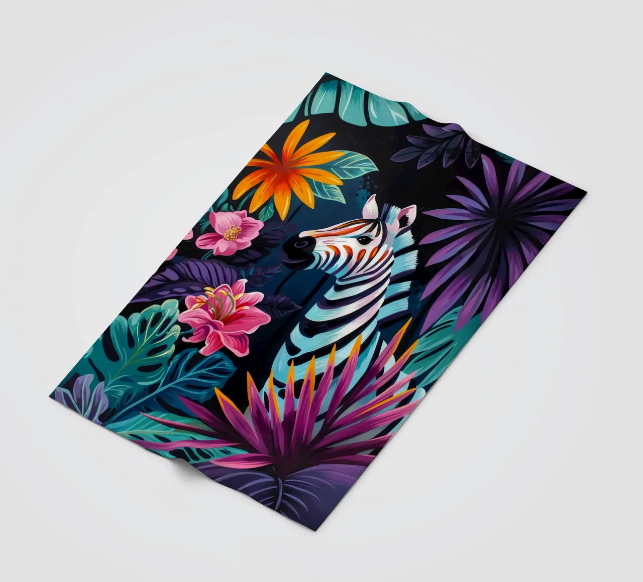 Zebra in un ambiente floreale tropicale coperta in pile da PosterByFly
