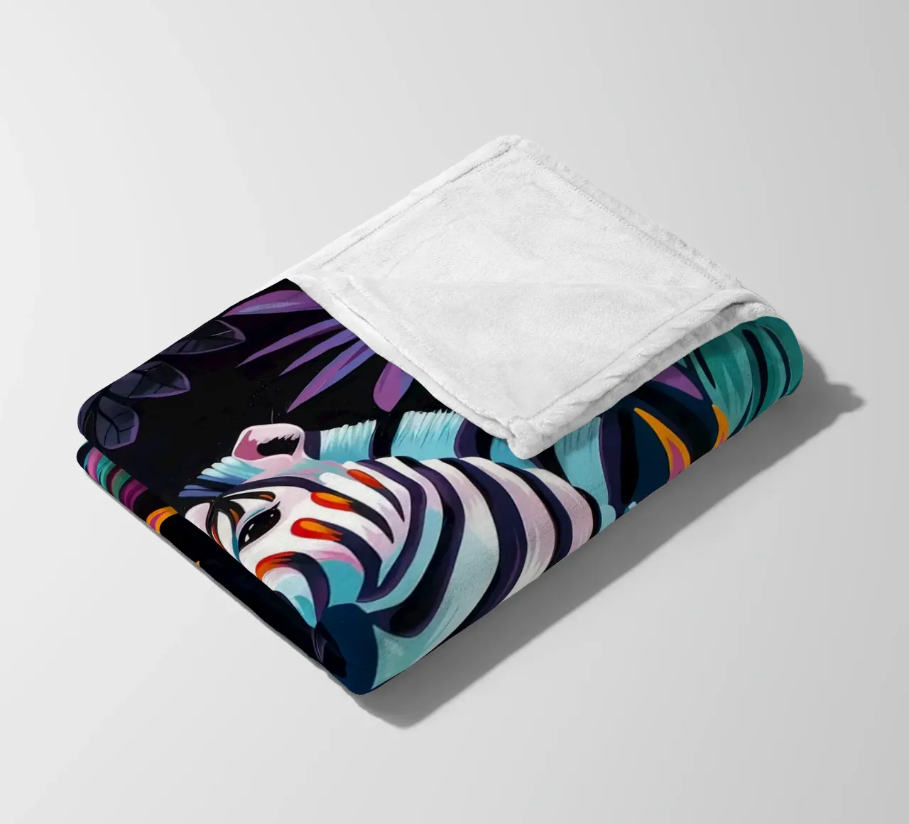 Zebra in un ambiente floreale tropicale coperta in pile da PosterByFly