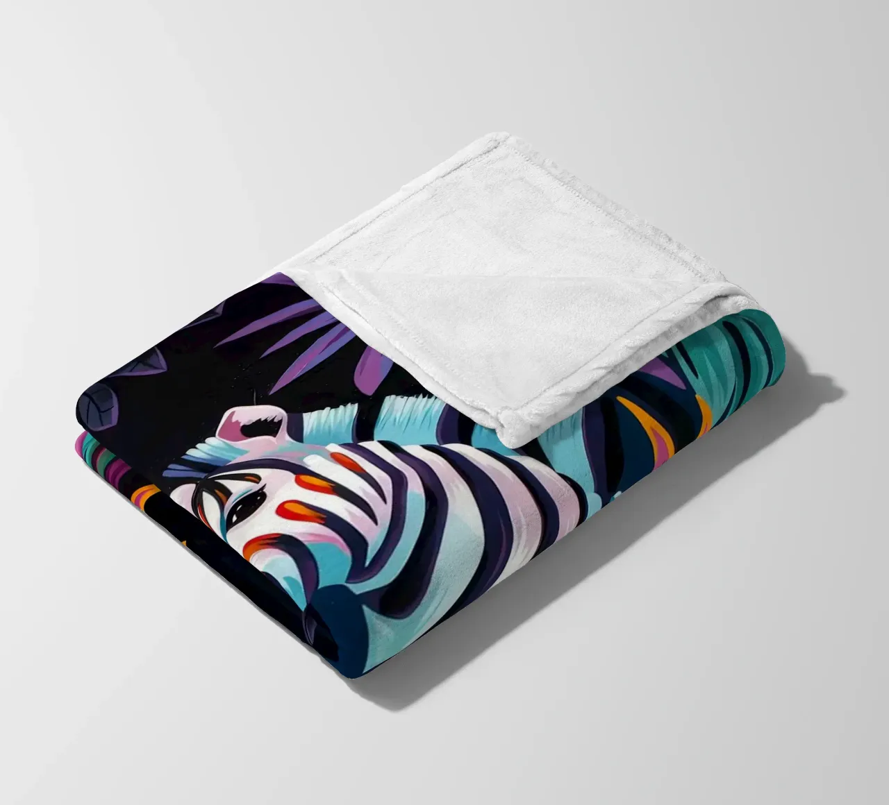 Zebra in un ambiente floreale tropicale coperta in pile da PosterByFly
