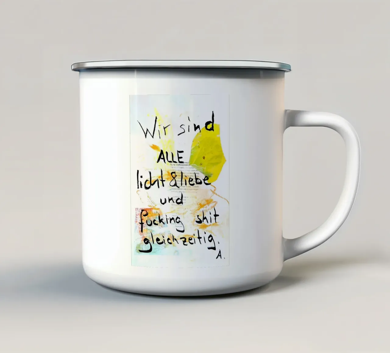 licht&liebe... emaille mok van Karin Gritsch