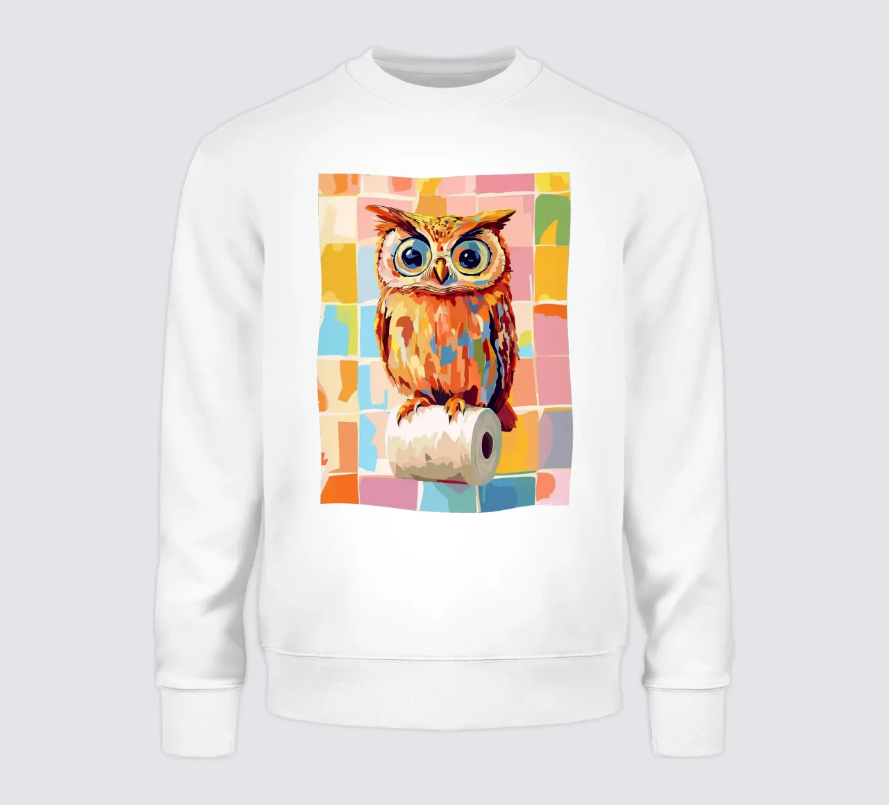 Gufo colorato appollaiato sulla carta igienica felpa da JoyWalkerShop