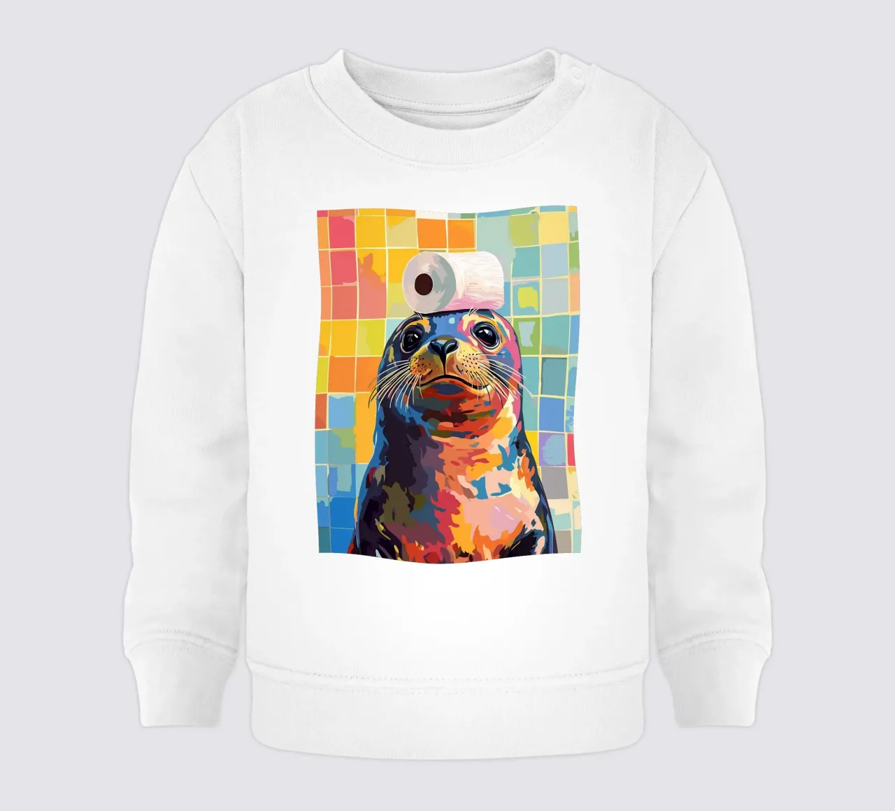 Sigillo colorato con cappello di carta igienica felpa neonato da JoyWalkerShop