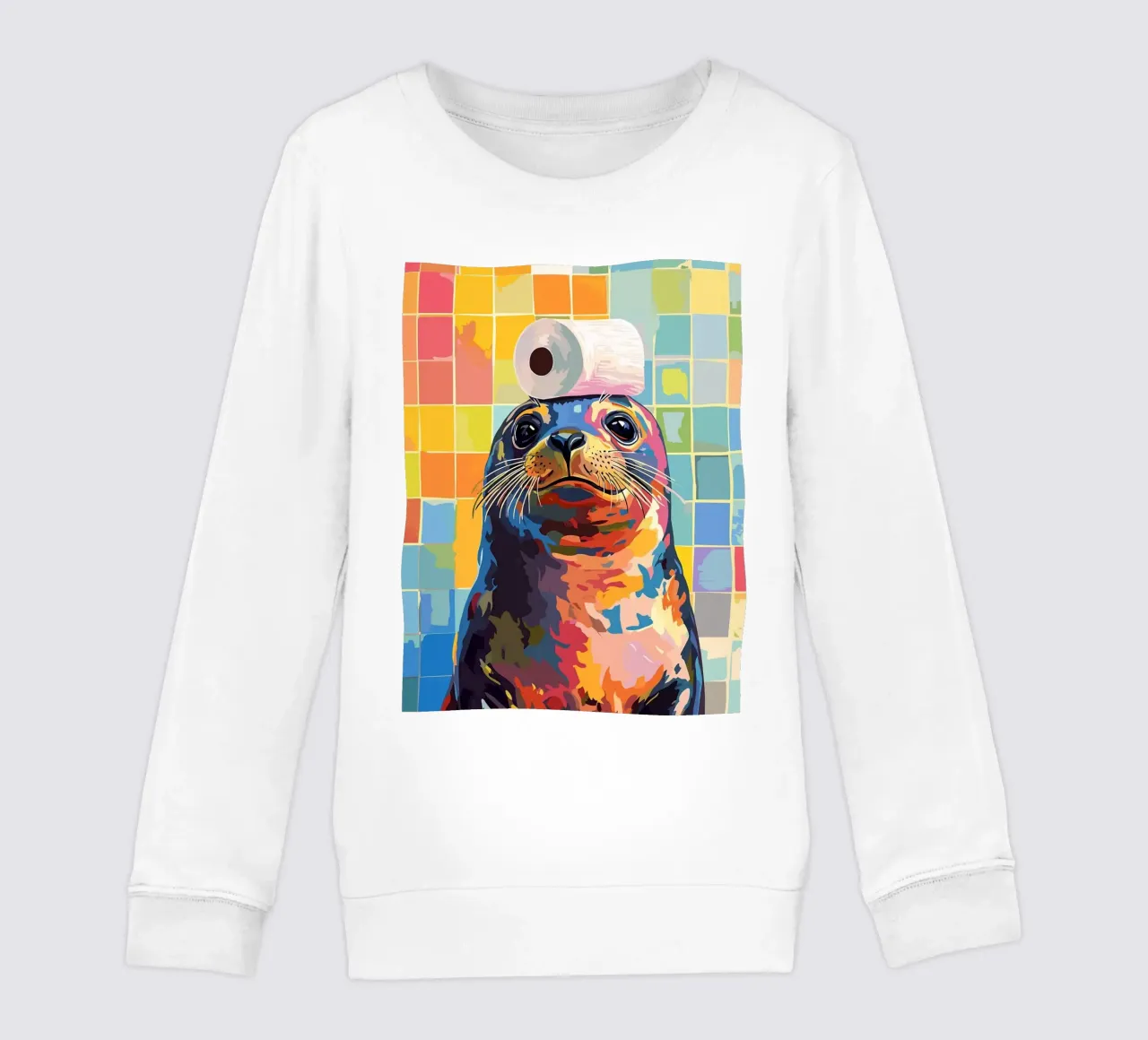 Sigillo colorato con cappello di carta igienica felpa bambino da JoyWalkerShop