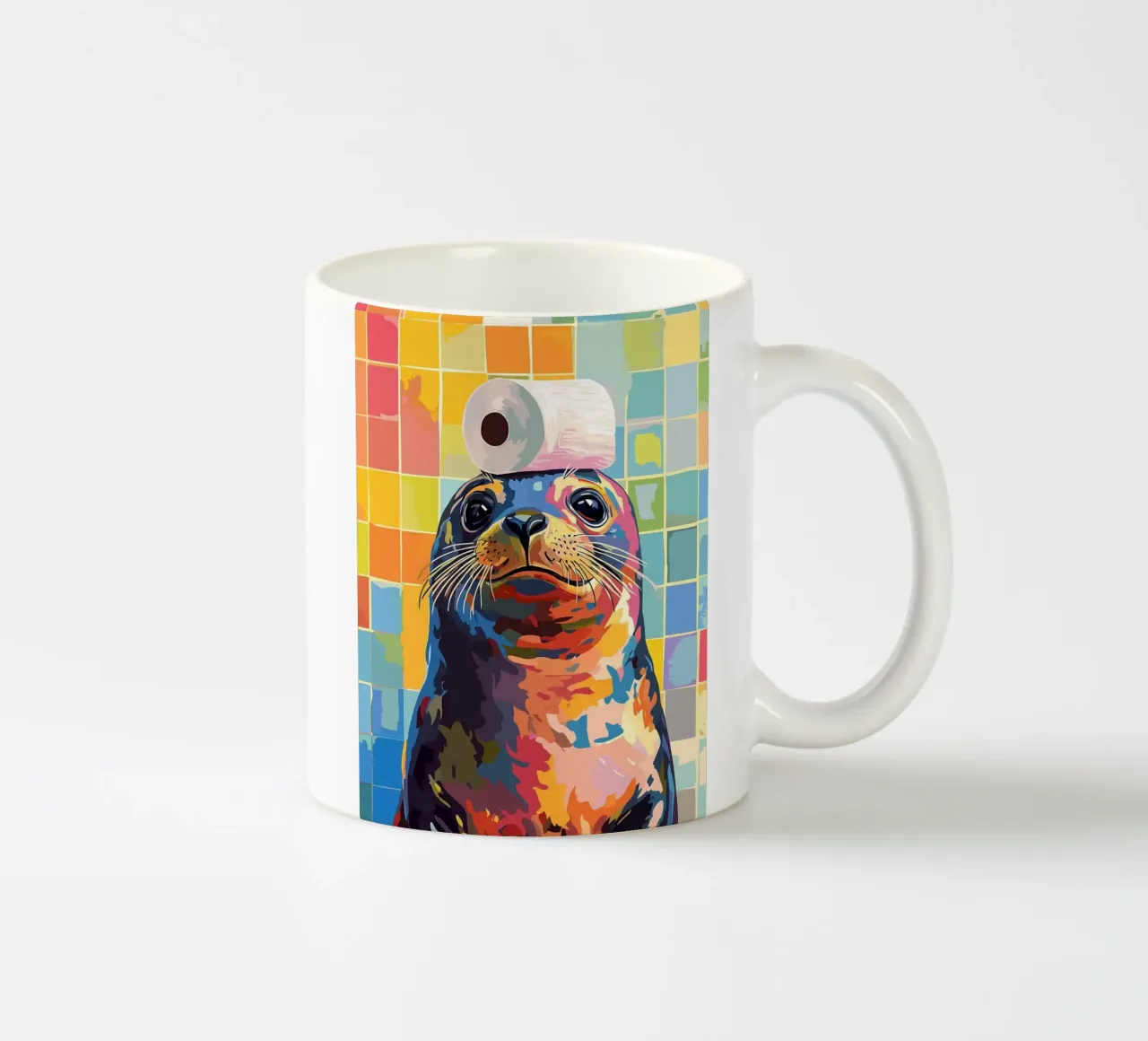 Sigillo colorato con cappello di carta igienica tazza in ceramica da JoyWalkerShop