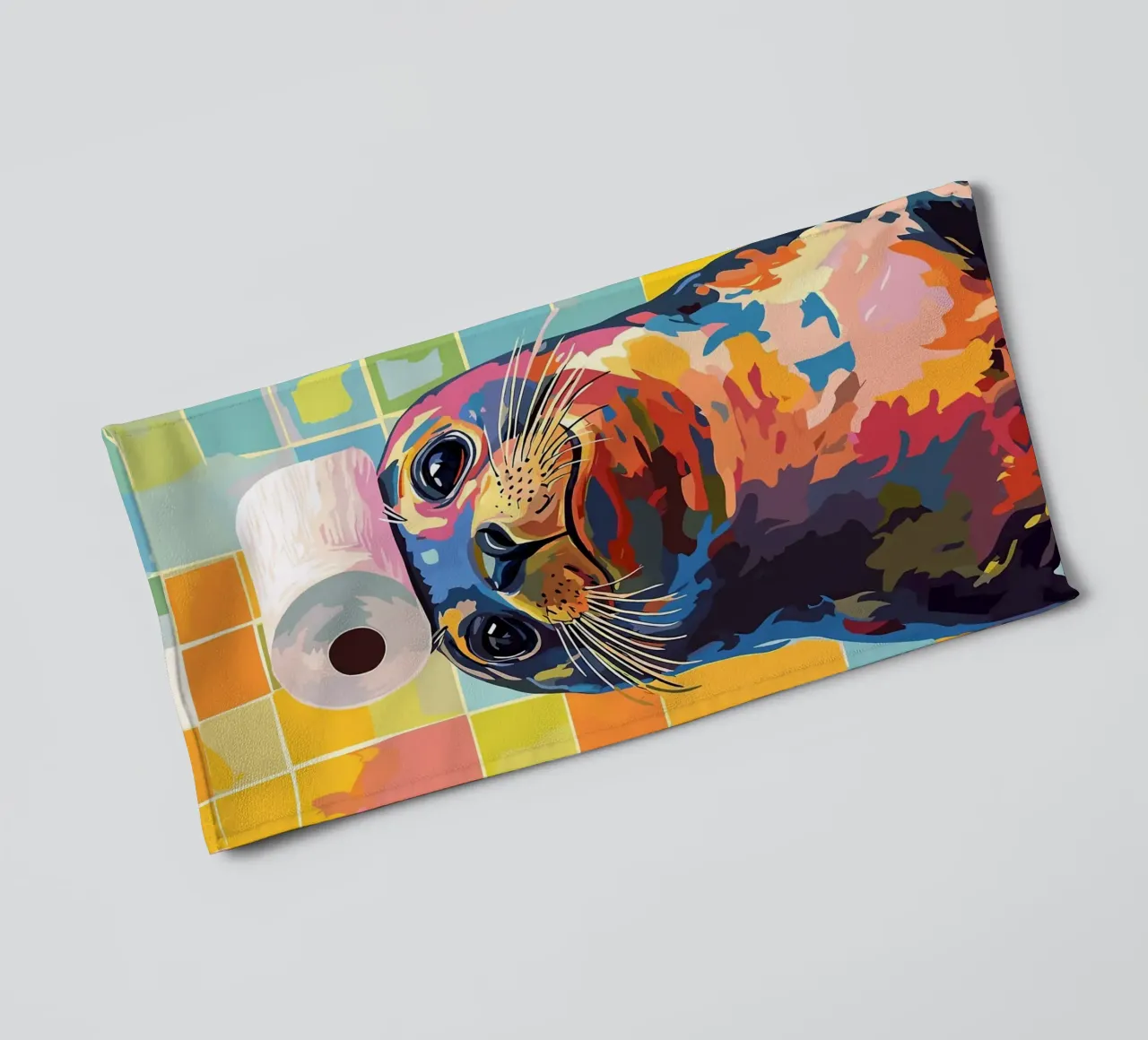 Sigillo colorato con cappello di carta igienica asciugamano da bagno da JoyWalkerShop