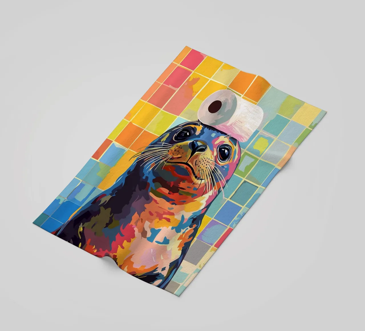 Sigillo colorato con cappello di carta igienica telo mare da JoyWalkerShop