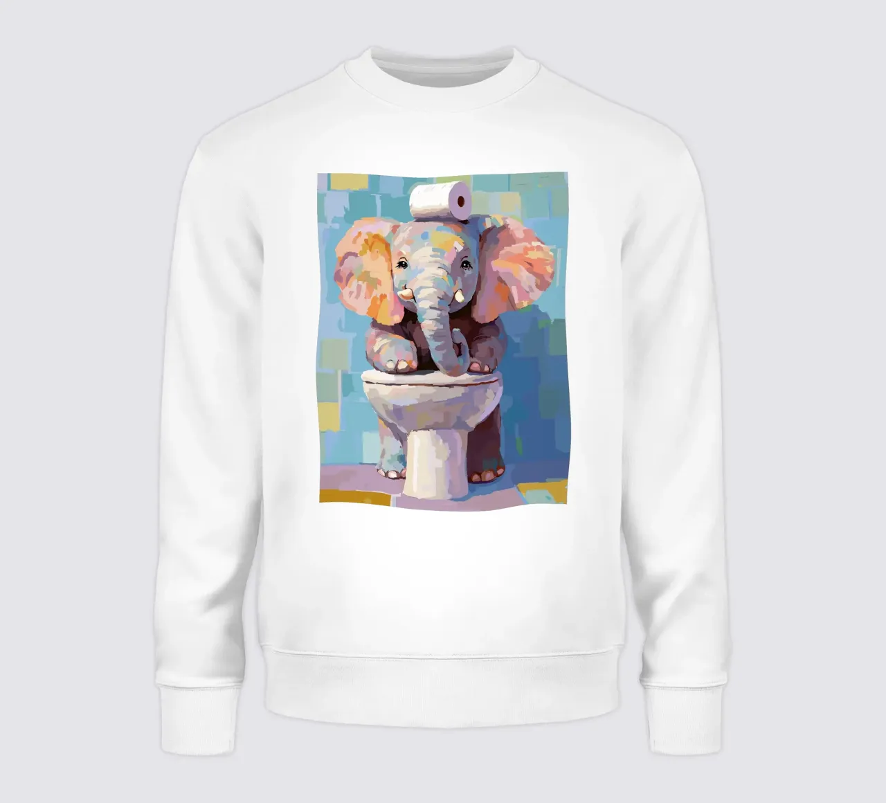 Elefante sul wc con carta igienica felpa da JoyWalkerShop