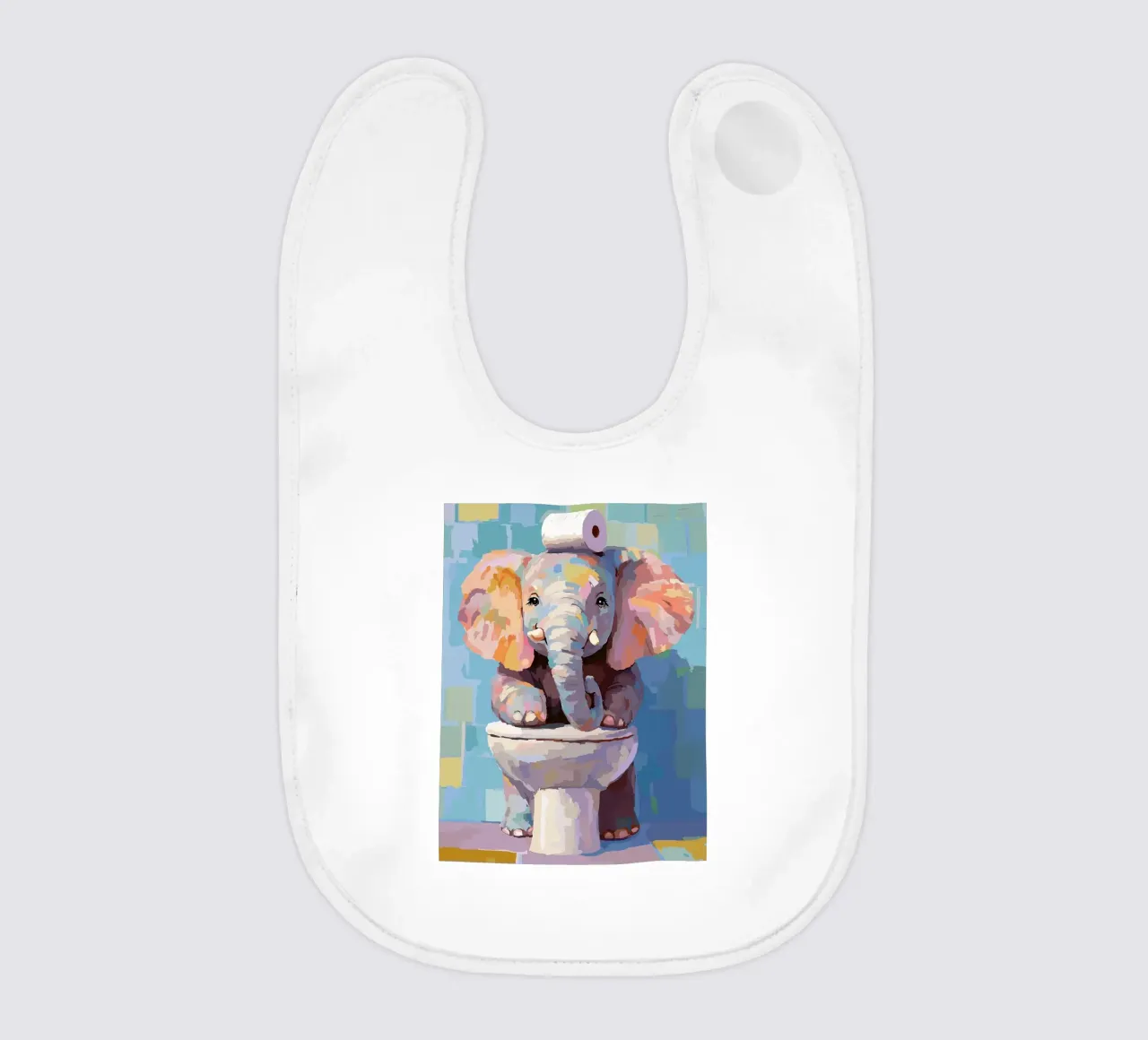 Elefante sul wc con carta igienica bavaglino da JoyWalkerShop