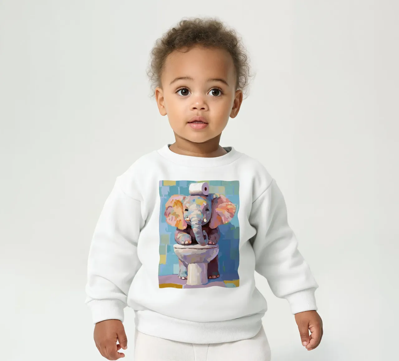 Elefante sul wc con carta igienica felpa neonato da JoyWalkerShop