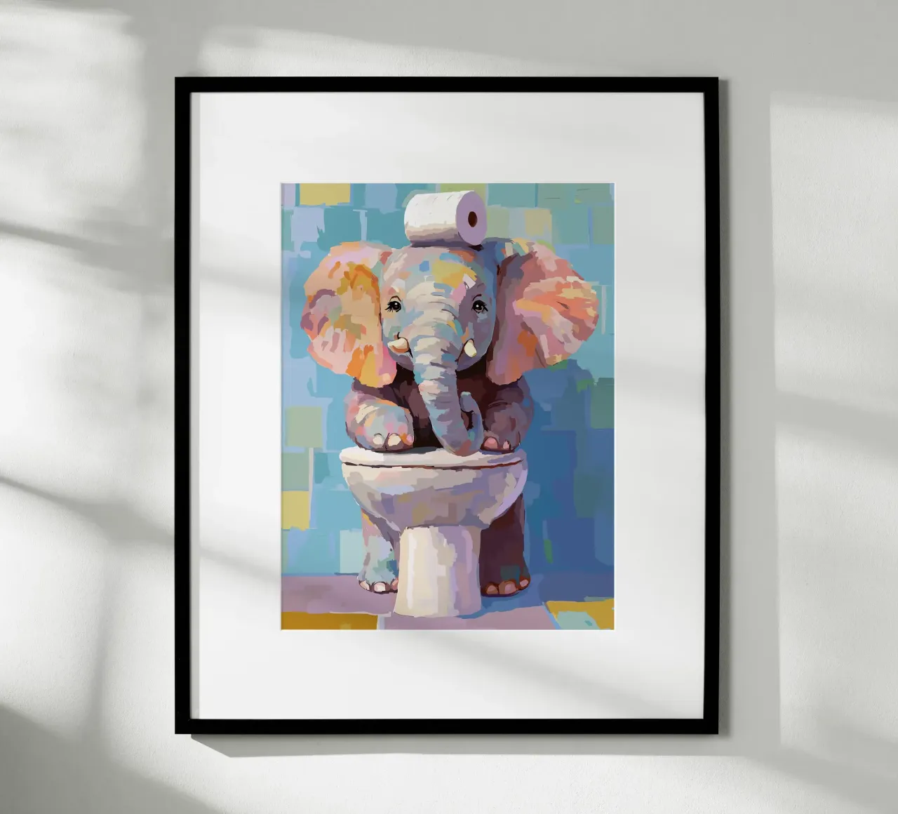Elefante sul wc con carta igienica carta hahnemühle da JoyWalkerShop