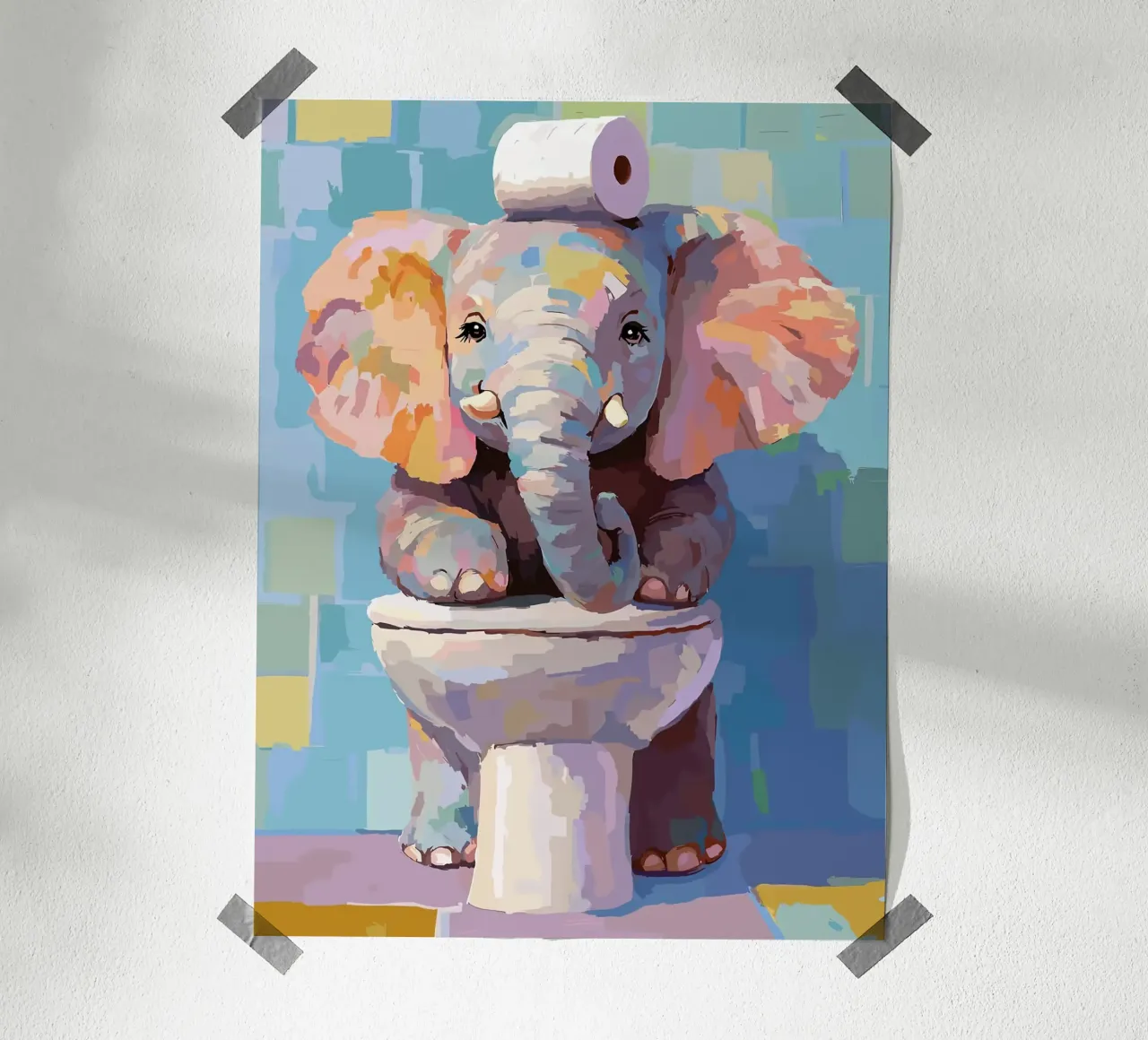 Elefante sul wc con carta igienica carta hahnemühle da JoyWalkerShop