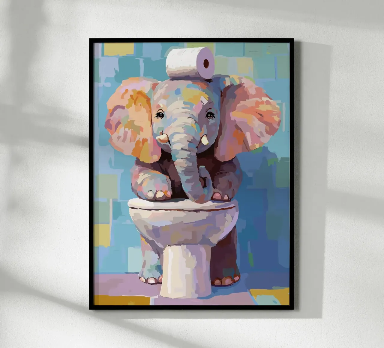 Elefante sul wc con carta igienica carta hahnemühle da JoyWalkerShop