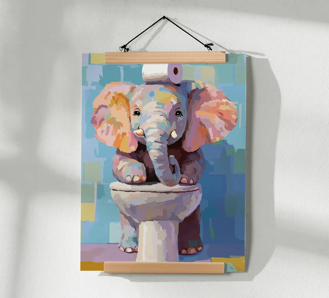 Elefante sul wc con carta igienica carta hahnemühle da JoyWalkerShop