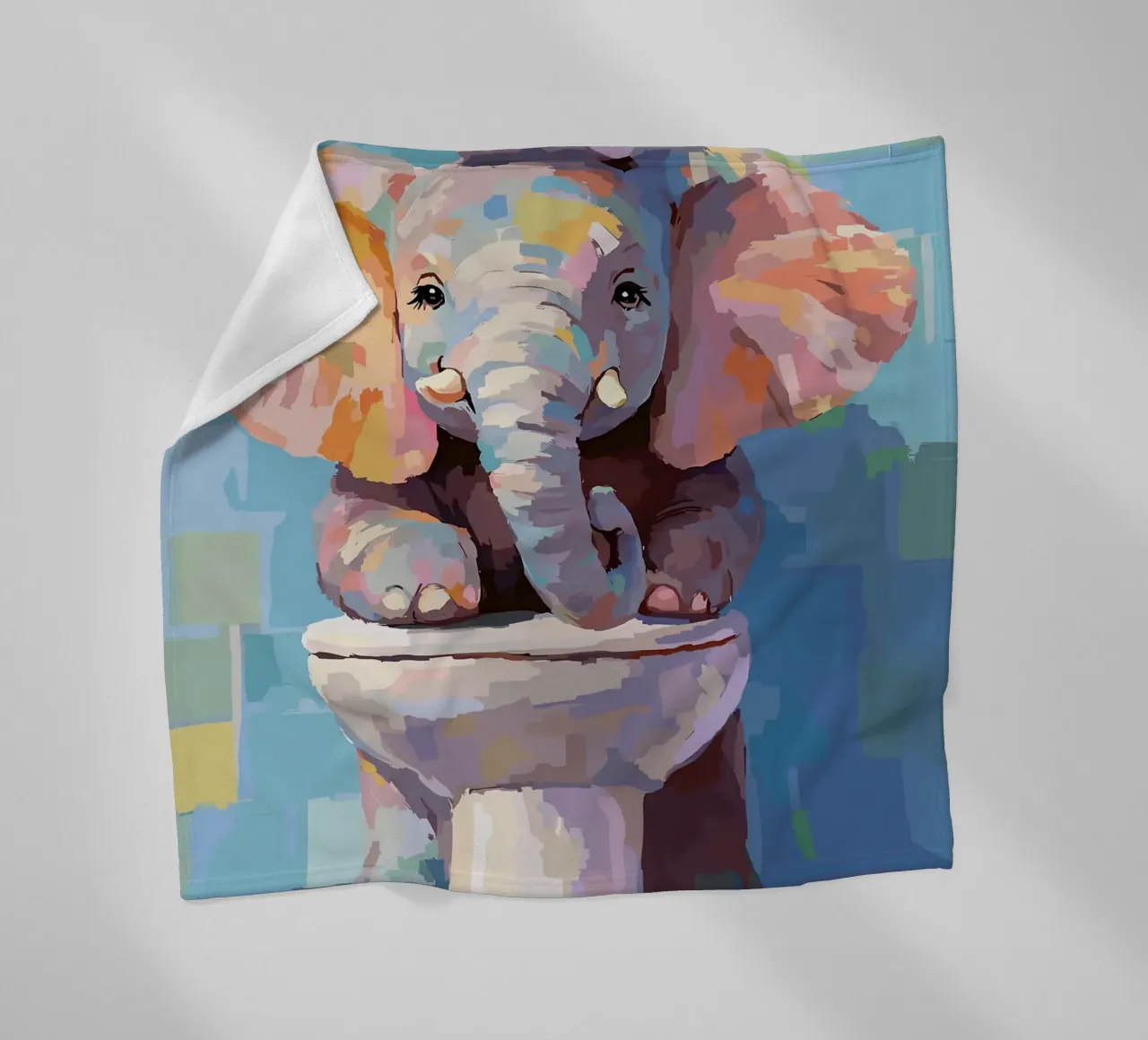 Elefante sul wc con carta igienica coperta in pile da JoyWalkerShop
