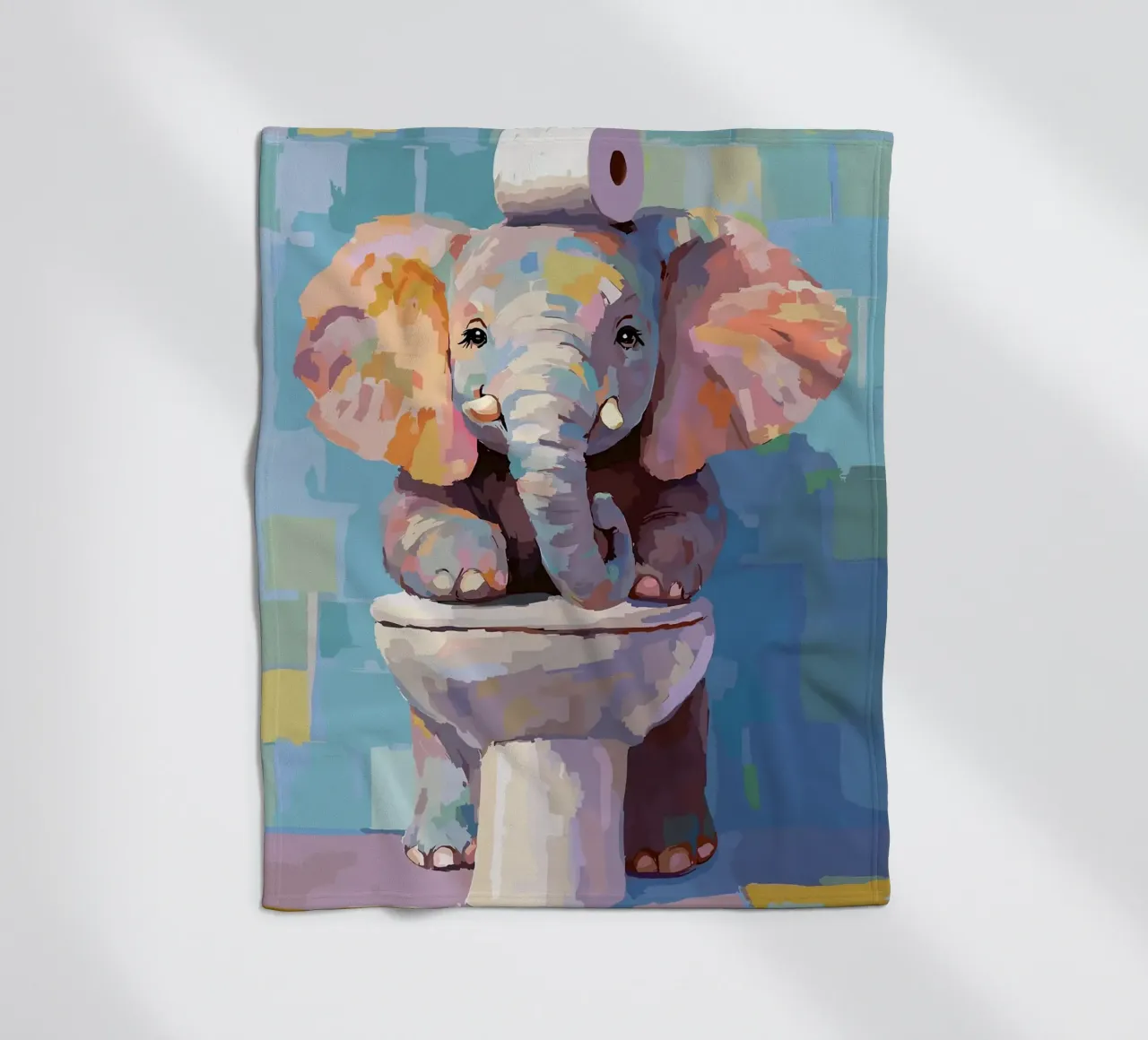 Elefante sul wc con carta igienica coperta in pile da JoyWalkerShop