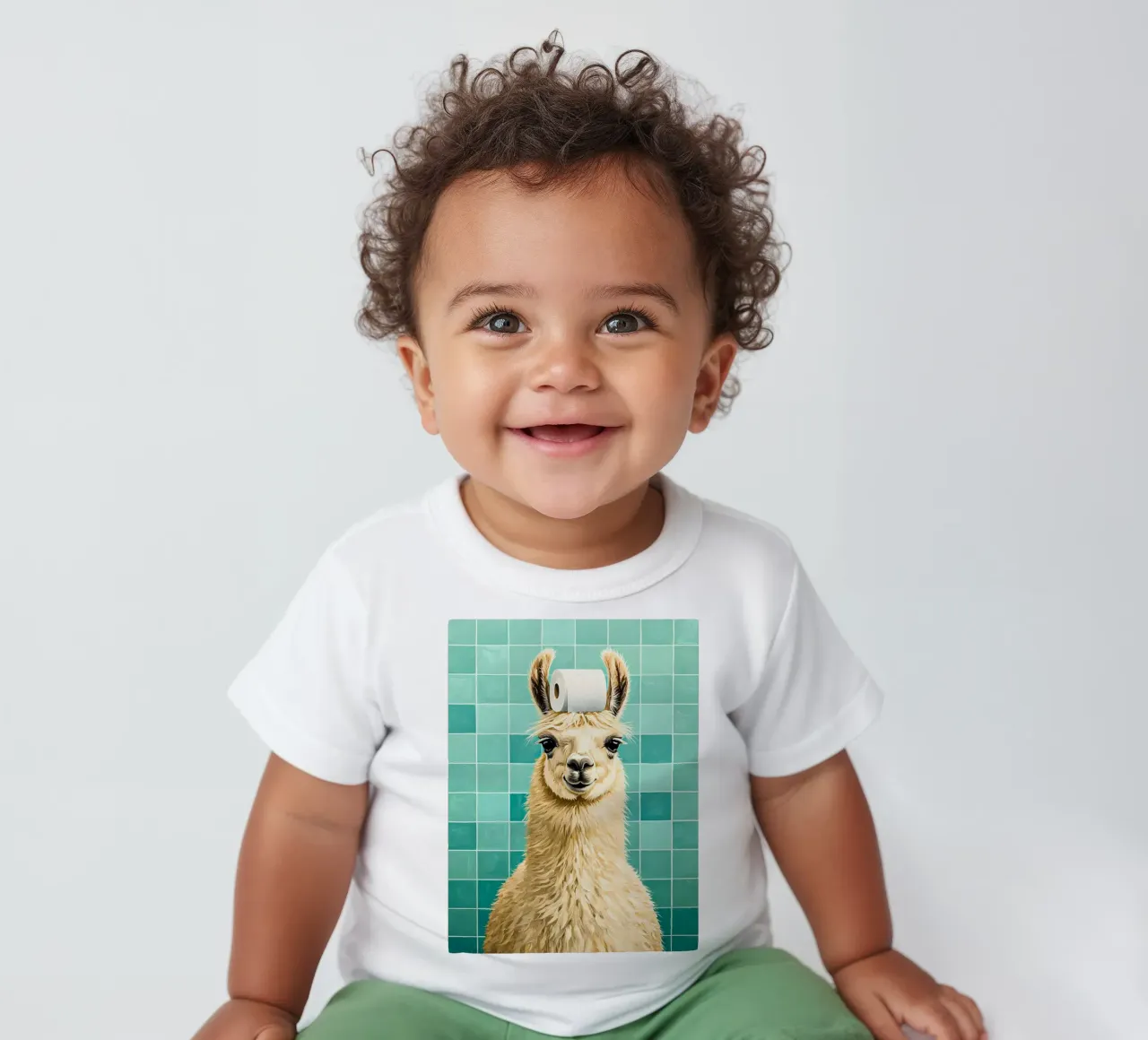 Lama con carta igienica in testa maglietta neonato da JoyWalkerShop