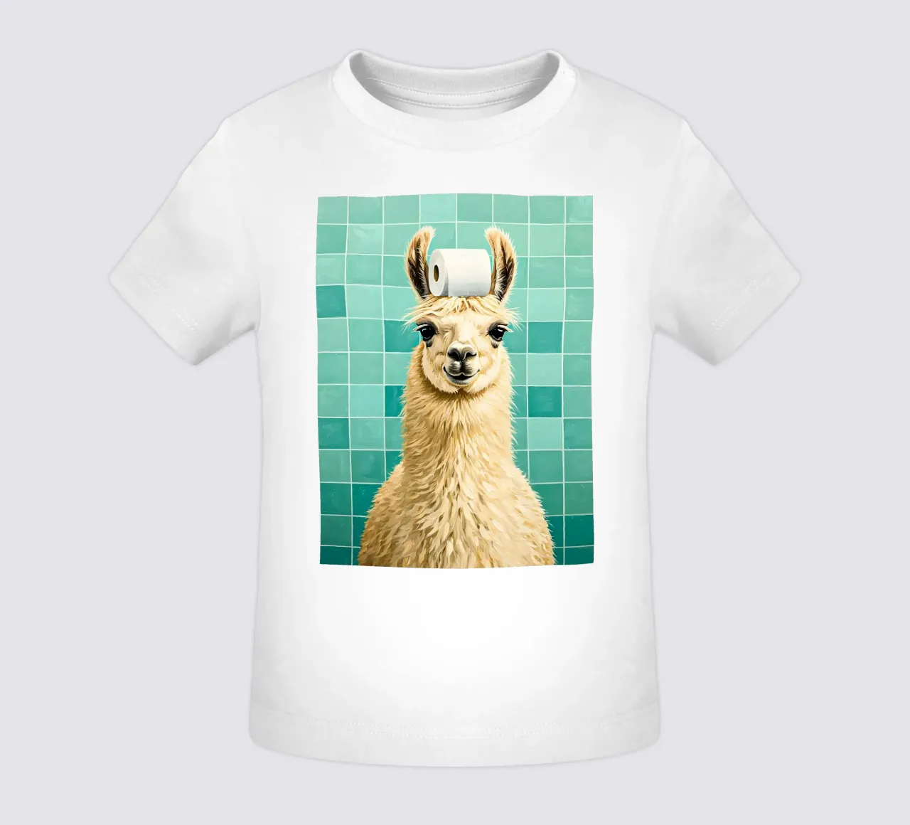 Lama con carta igienica in testa maglietta neonato da JoyWalkerShop