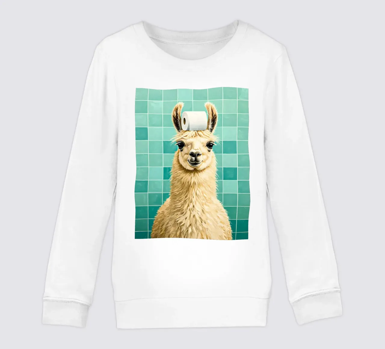 Lama con carta igienica in testa felpa bambino da JoyWalkerShop