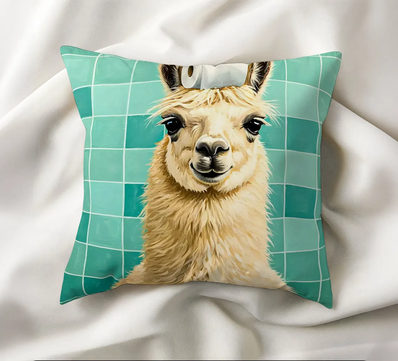Lama con carta igienica in testa cuscino da JoyWalkerShop