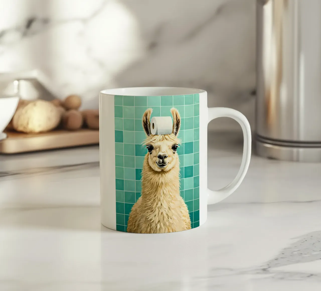 Lama con carta igienica in testa tazza in ceramica da JoyWalkerShop