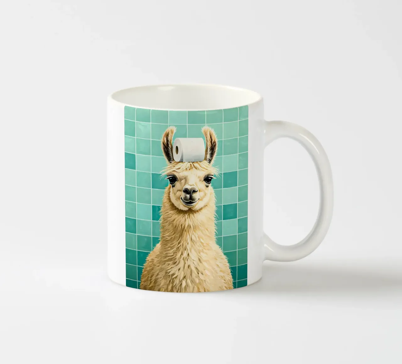 Lama con carta igienica in testa tazza in ceramica da JoyWalkerShop