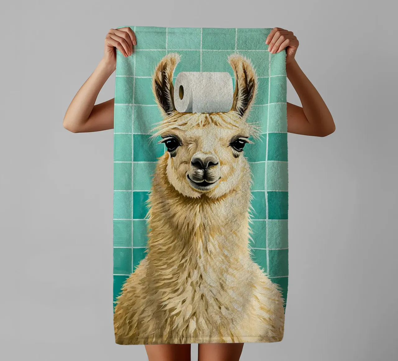 Lama con carta igienica in testa asciugamano da bagno da JoyWalkerShop