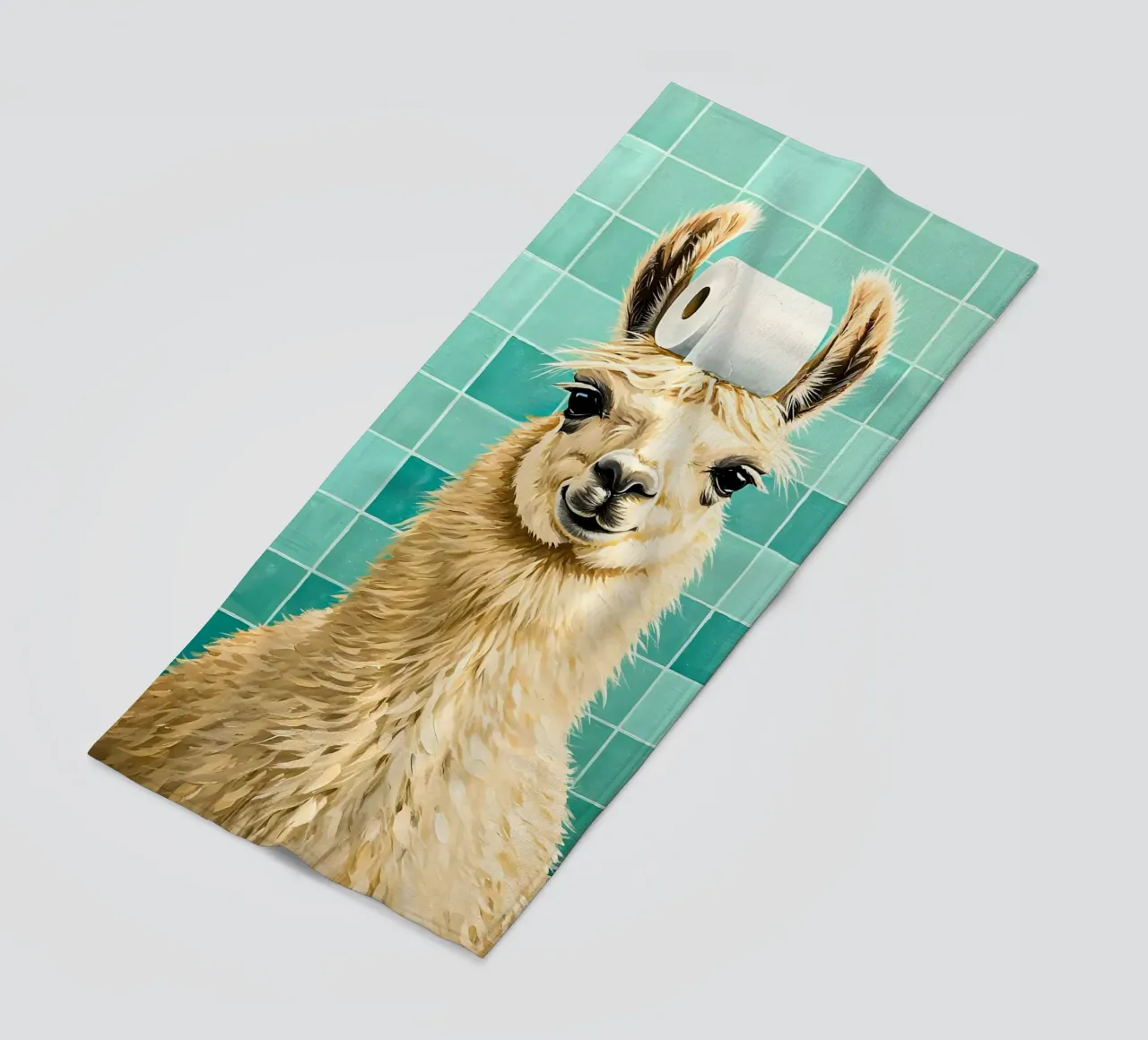 Lama con carta igienica in testa telo mare da JoyWalkerShop