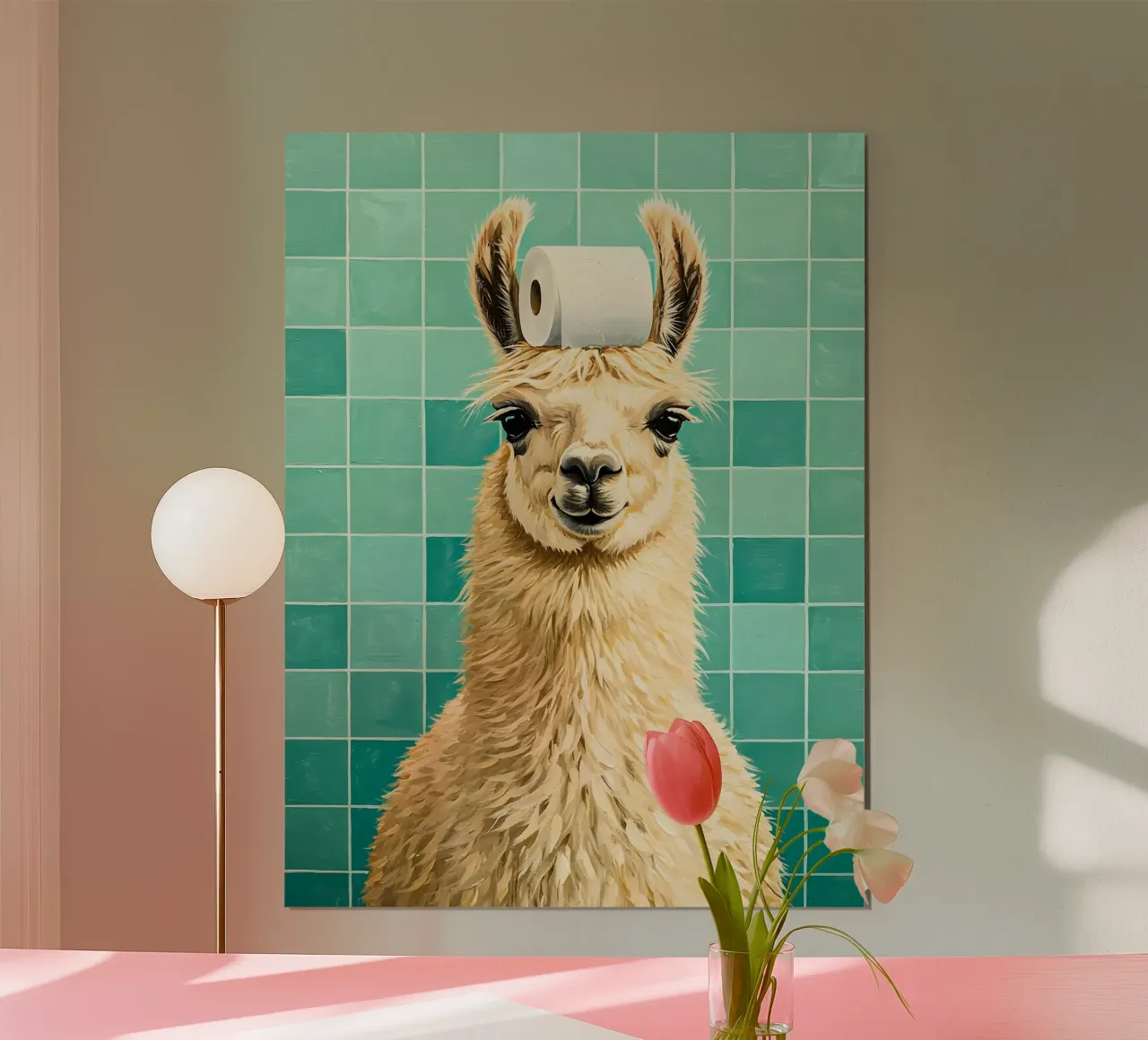 Lama con carta igienica in testa carta hahnemühle da JoyWalkerShop