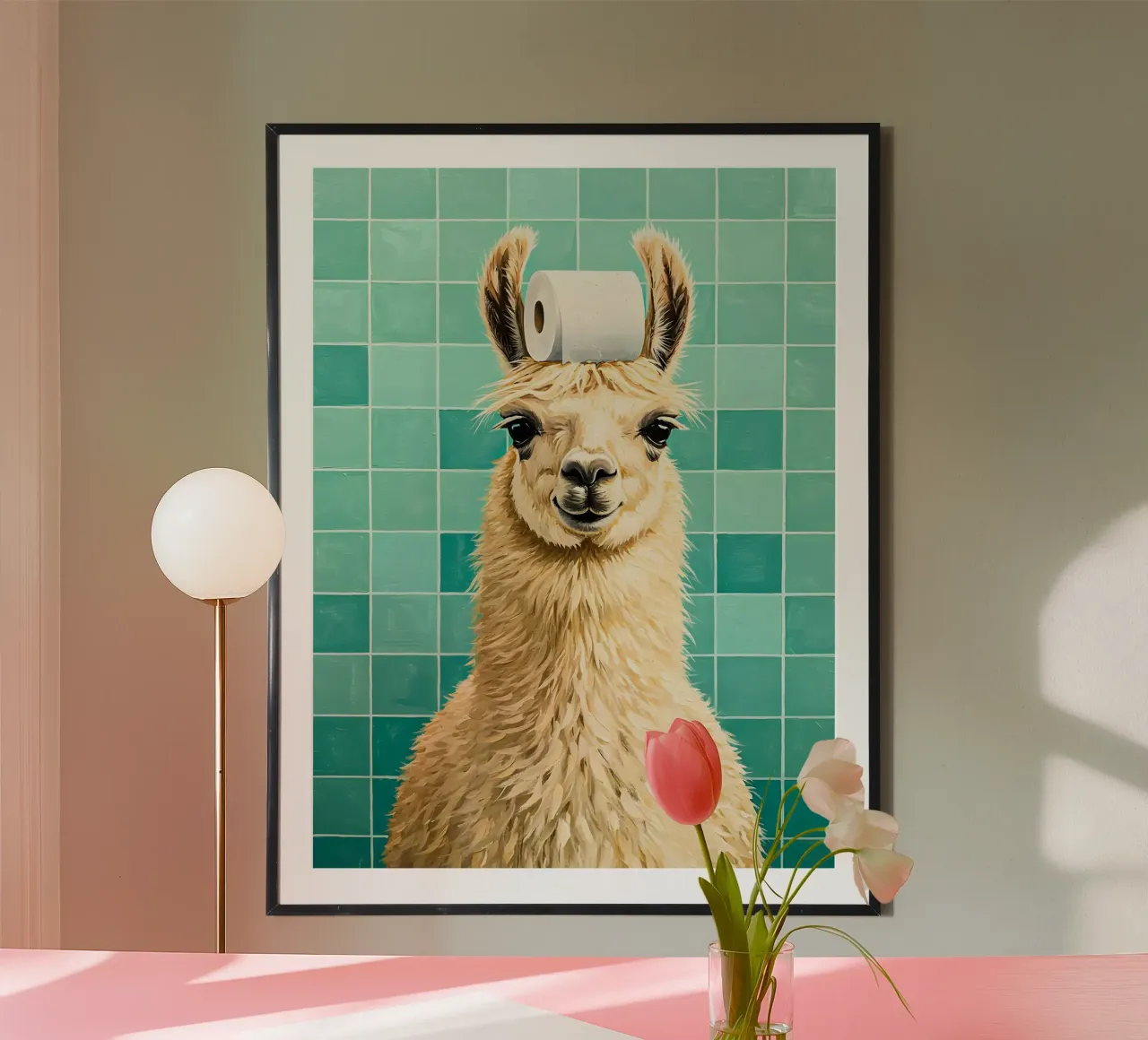 Lama con carta igienica in testa carta hahnemühle da JoyWalkerShop