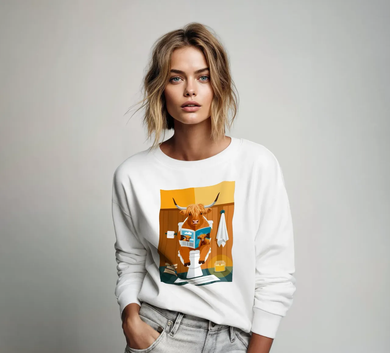 Hochlandkuh Lesen Sweatshirt von JoyWalkerShop