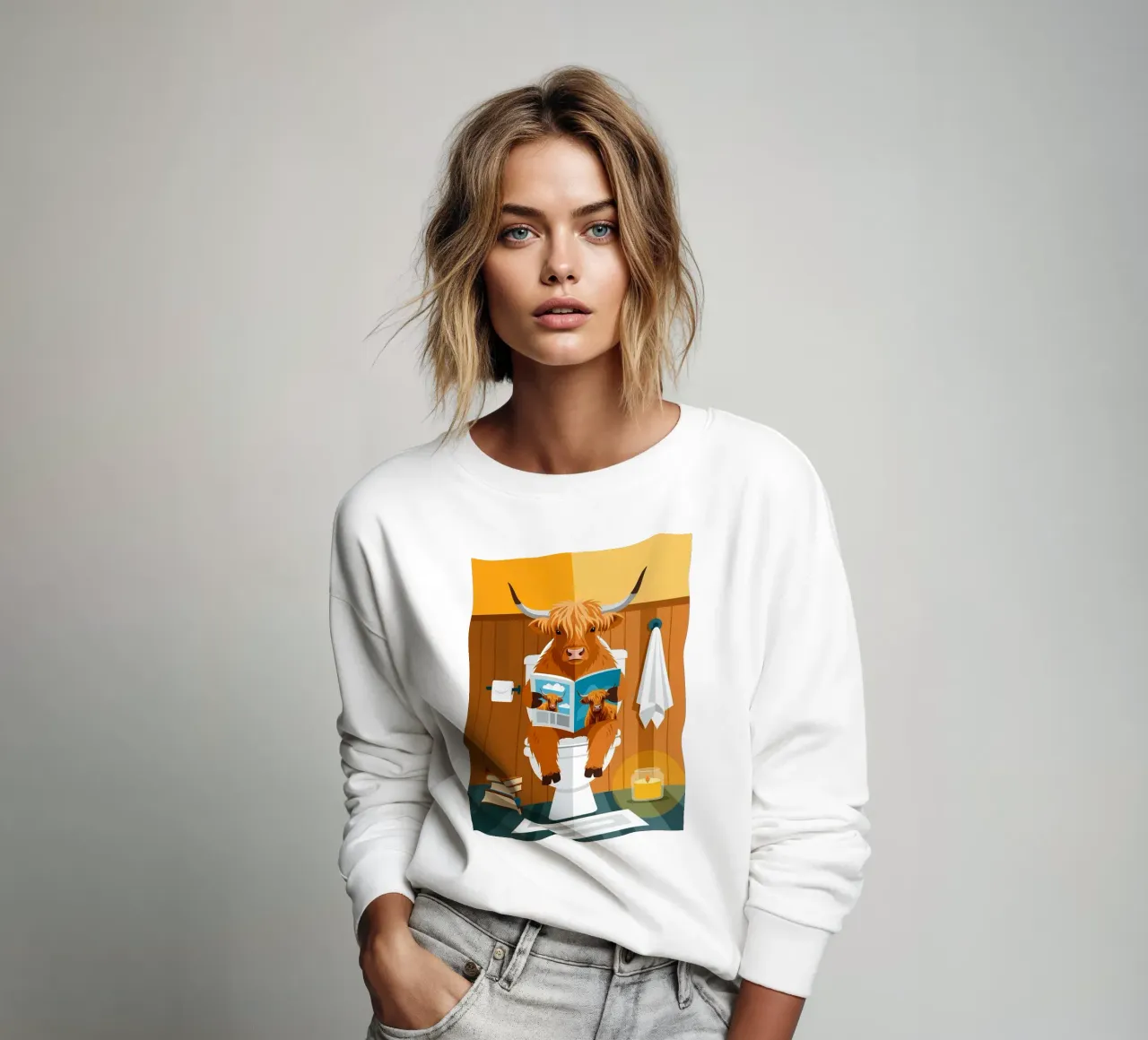 Lectura de la vaca Highland sudadera de JoyWalkerShop