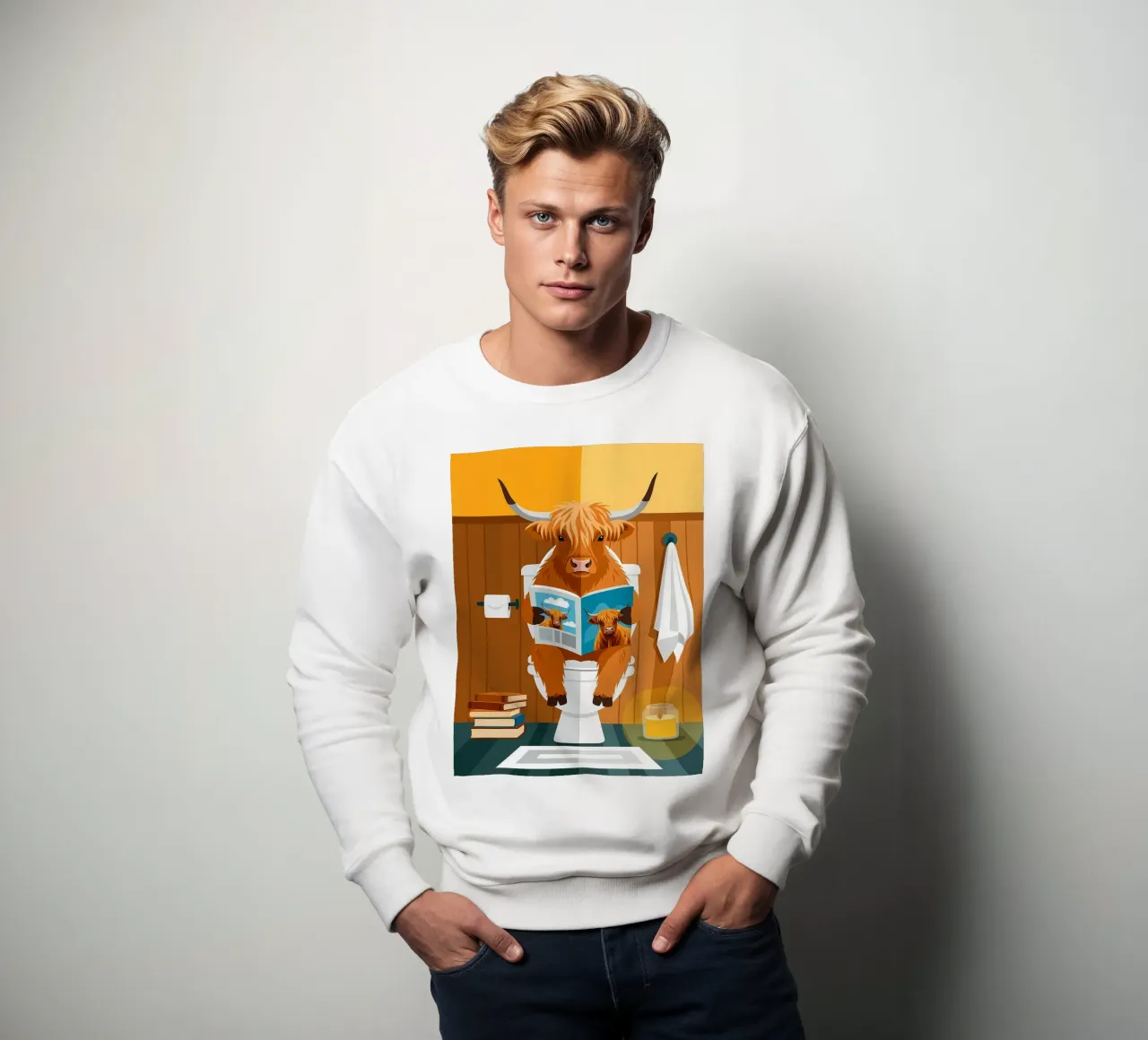 Hochlandkuh Lesen Sweatshirt von JoyWalkerShop