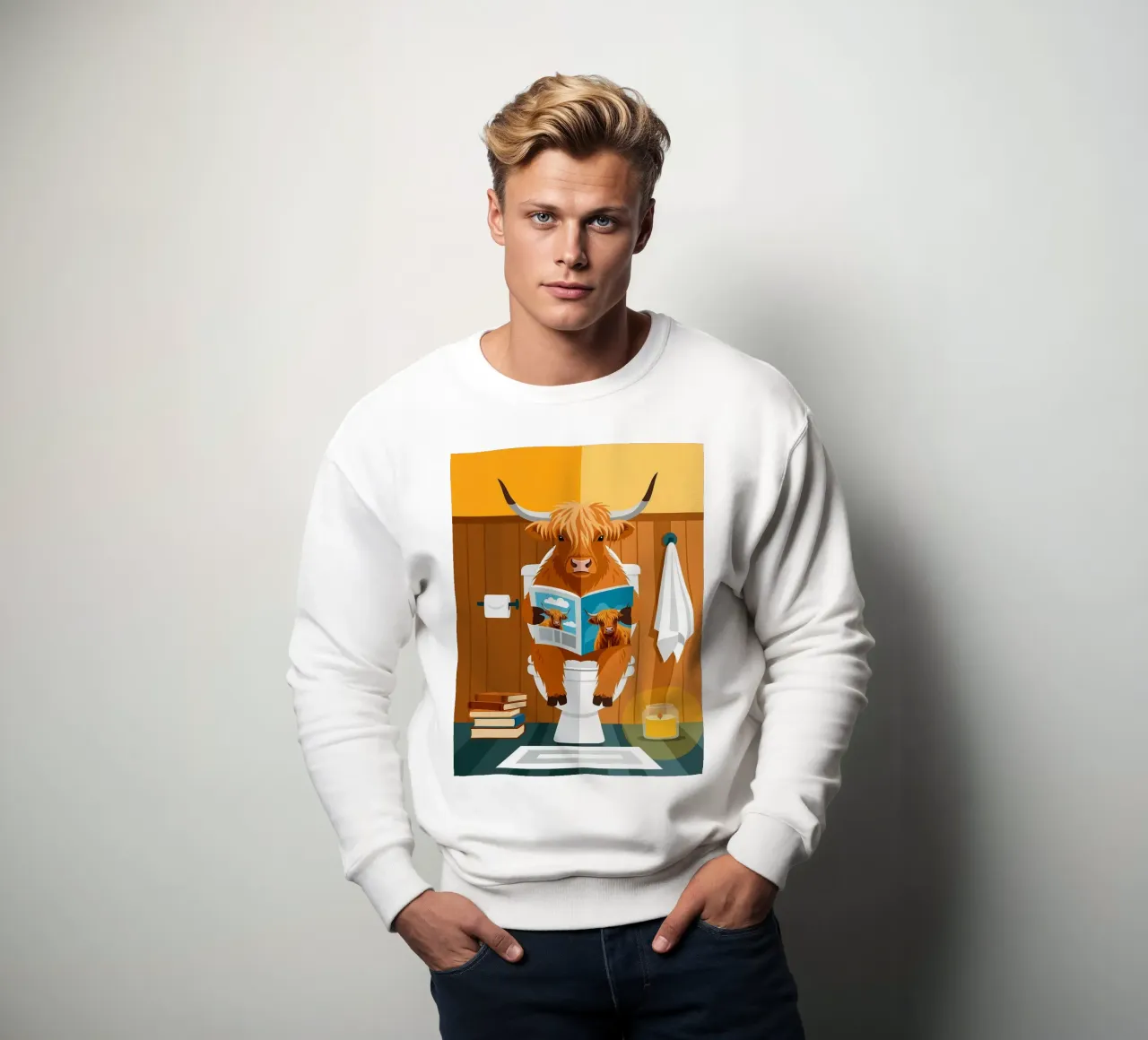 Lectura de la vaca Highland sudadera de JoyWalkerShop