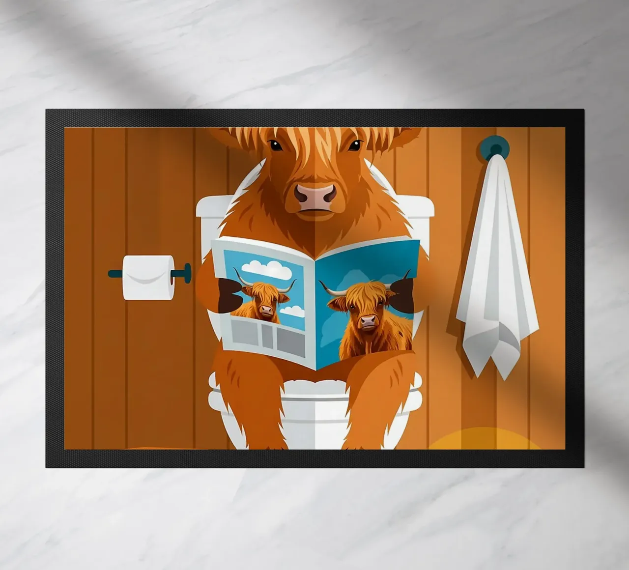 Lecture de la vache Highland paillasson de JoyWalkerShop