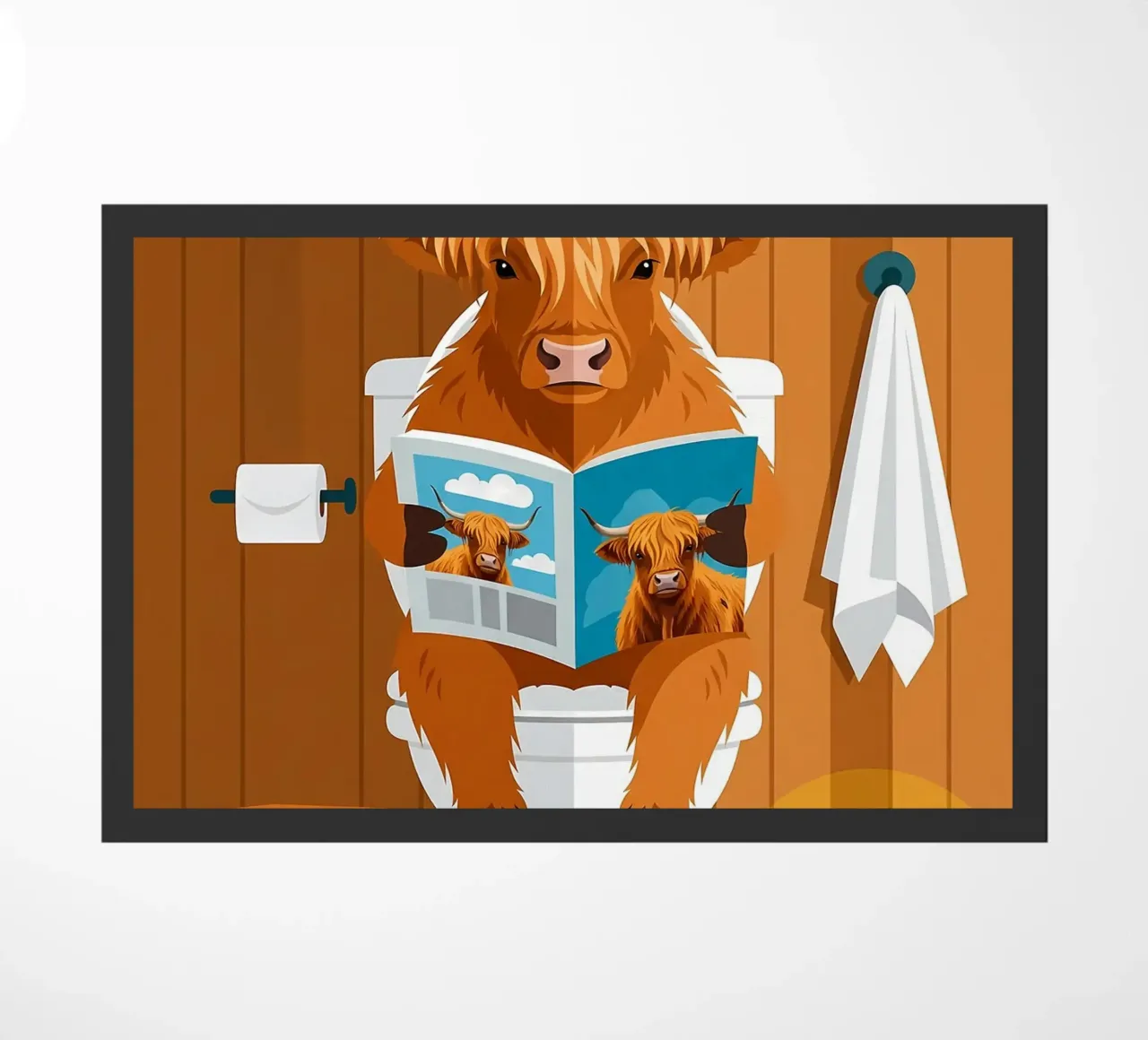 Lecture de la vache Highland paillasson de JoyWalkerShop