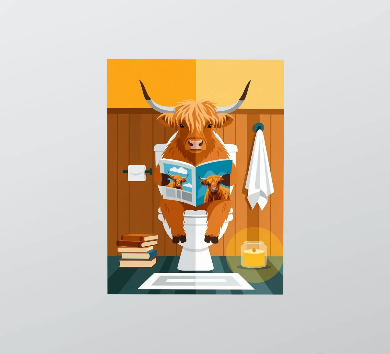 Lecture de la vache Highland autocollant de JoyWalkerShop