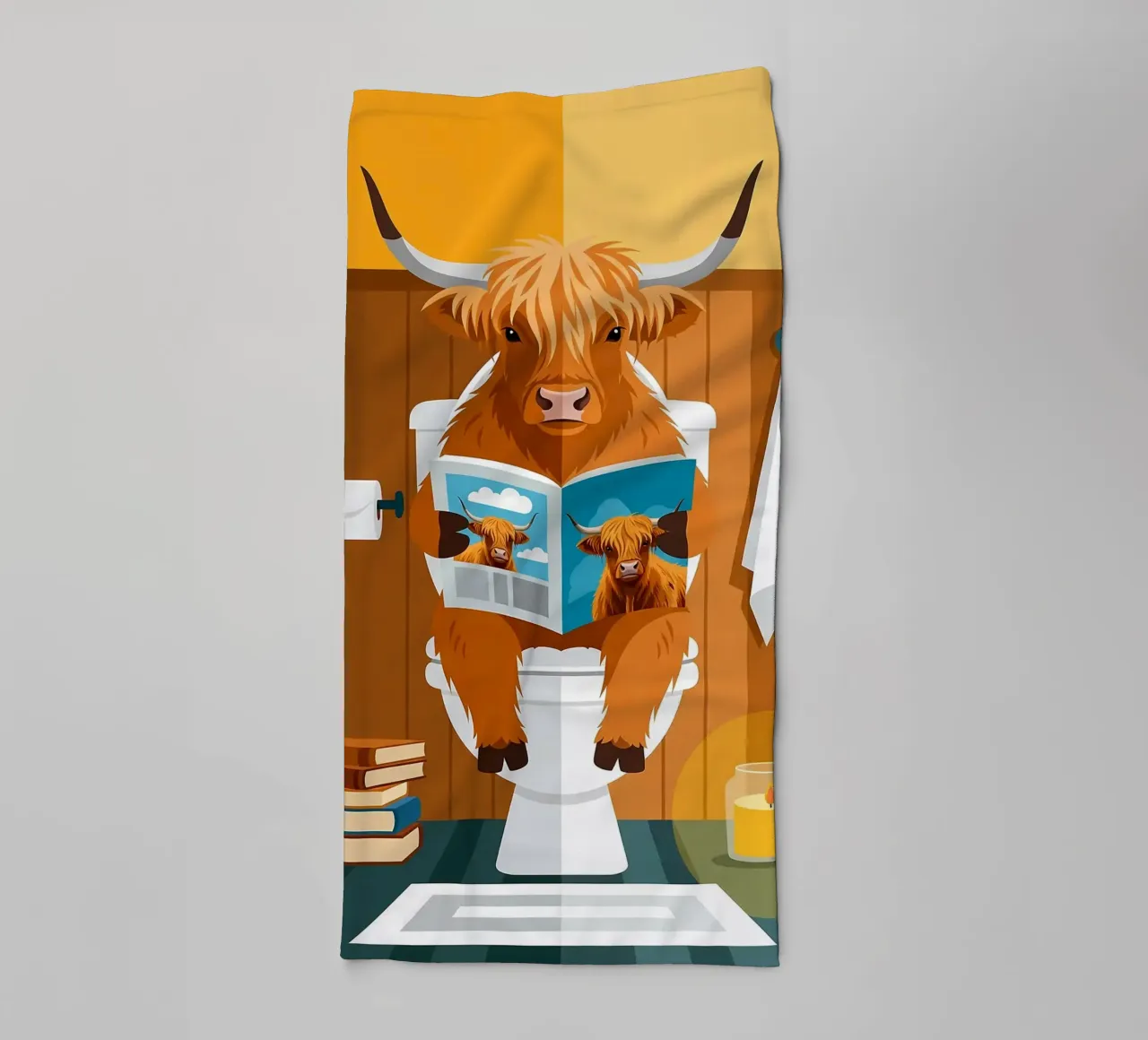 Lecture de la vache Highland serviette de bain de JoyWalkerShop