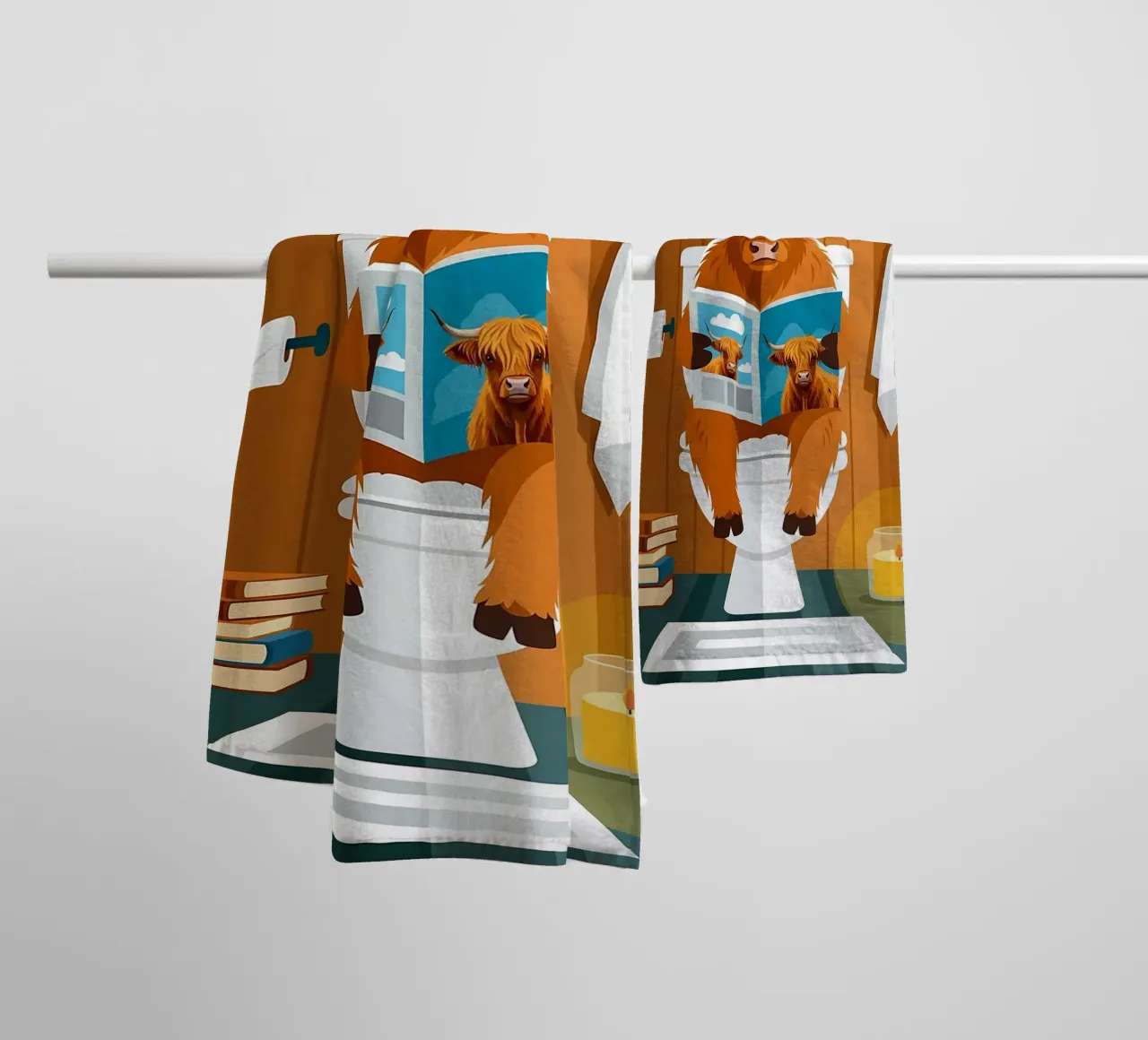 Lecture de la vache Highland serviette de bain de JoyWalkerShop