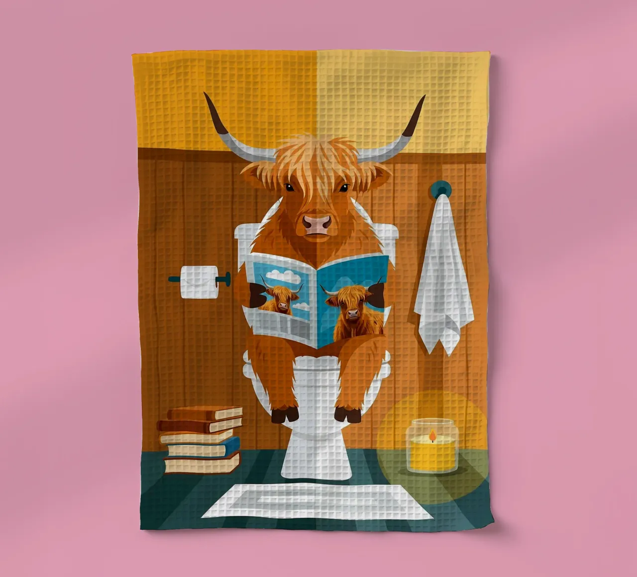 Lecture de la vache Highland torchon de JoyWalkerShop
