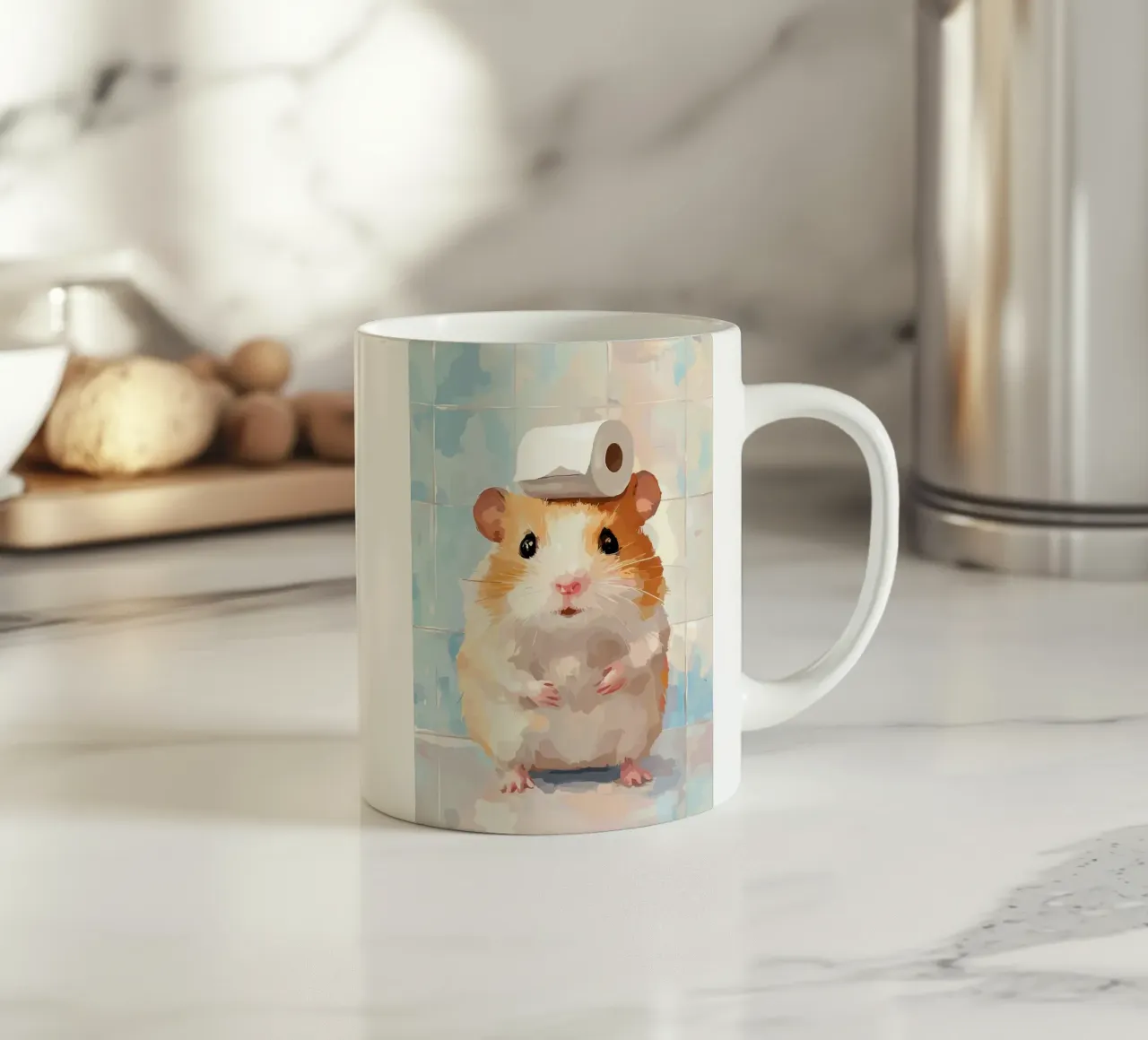 Criceto con carta igienica in testa tazza in ceramica da JoyWalkerShop