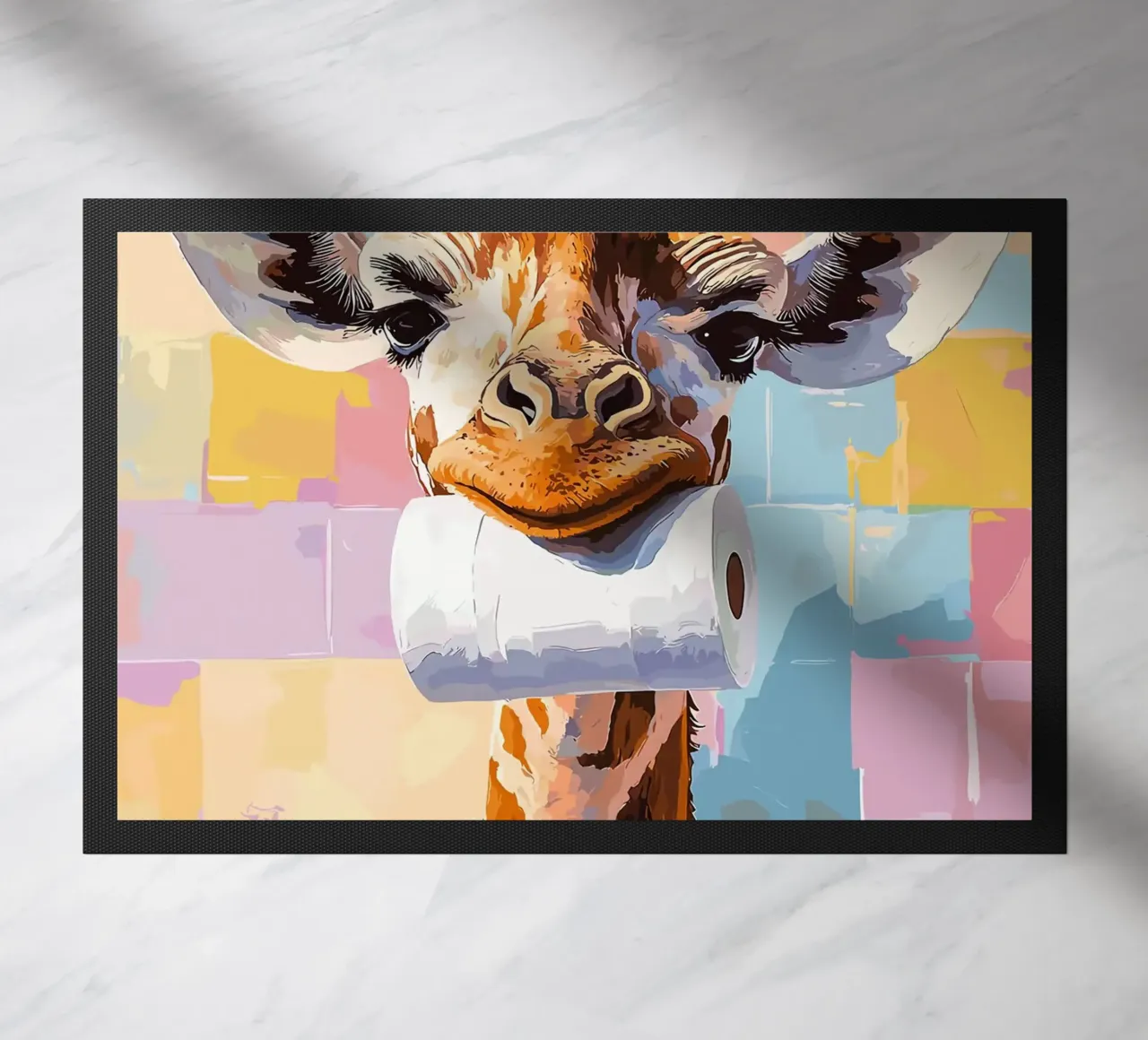 Giraffa con rotolo di carta igienica zerbino da JoyWalkerShop
