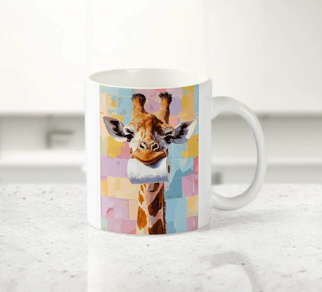 Giraffa con rotolo di carta igienica tazza in ceramica da JoyWalkerShop