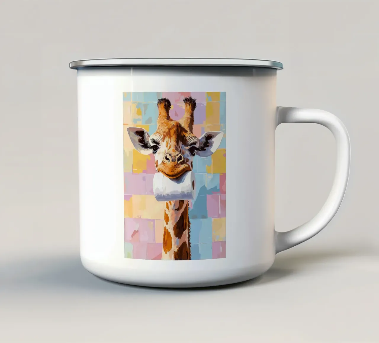 Giraffa con rotolo di carta igienica tazza in smalto da JoyWalkerShop