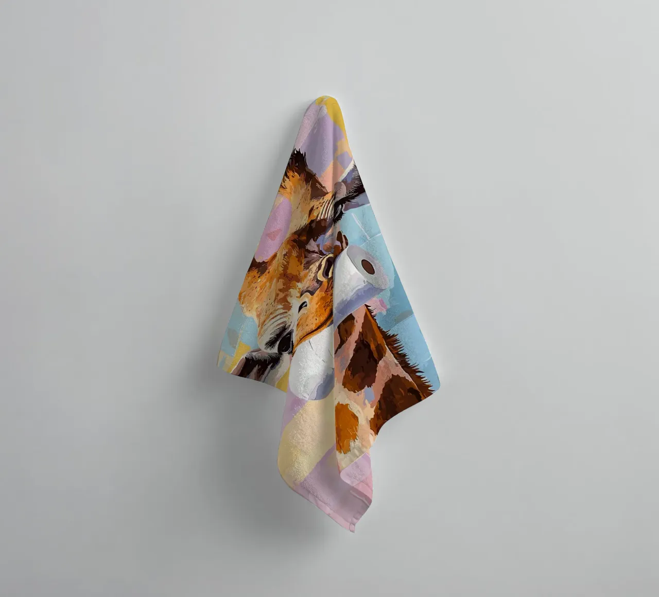 Giraffe met wc-rol badhanddoek van JoyWalkerShop