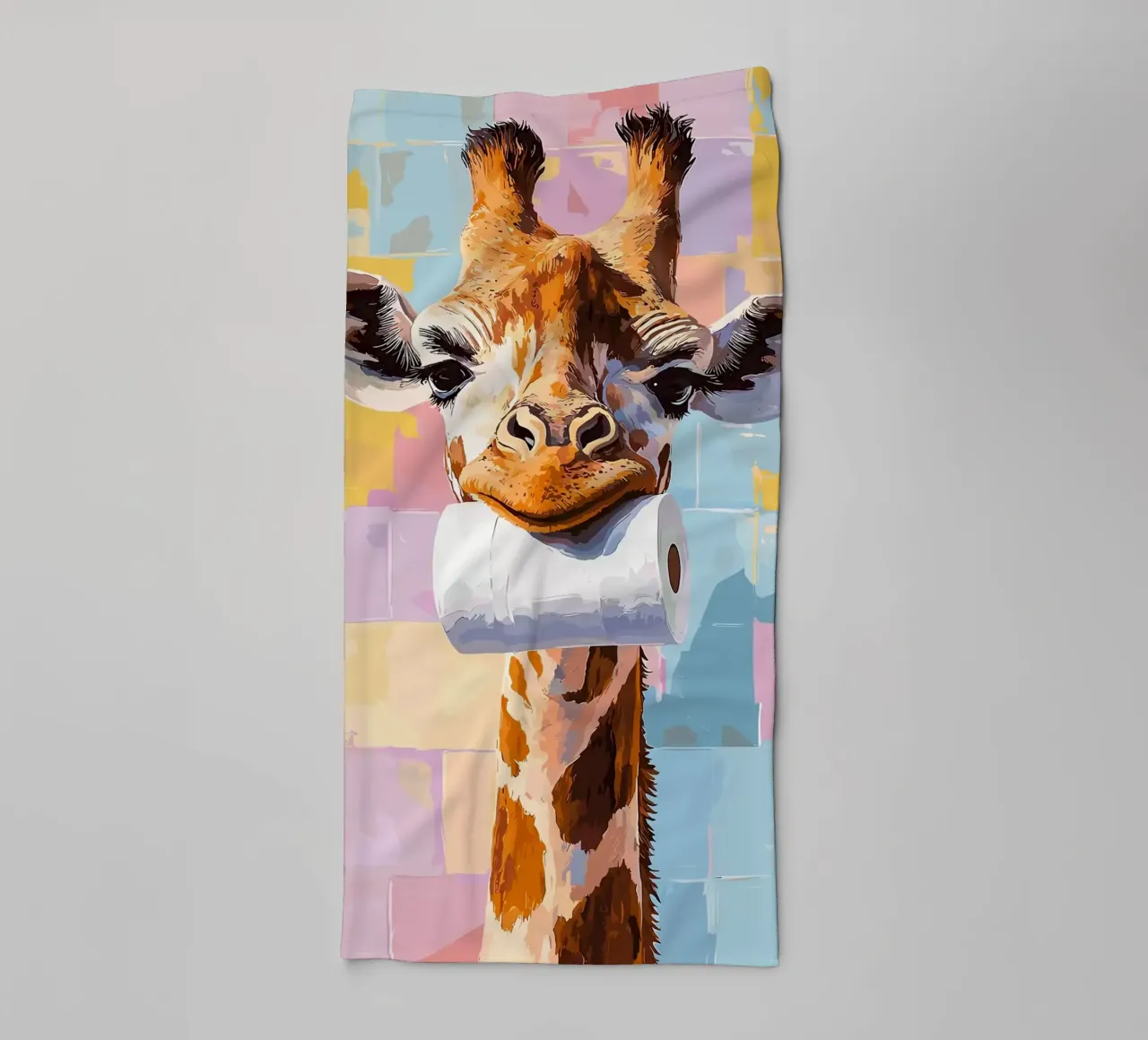 Giraffe met wc-rol badhanddoek van JoyWalkerShop